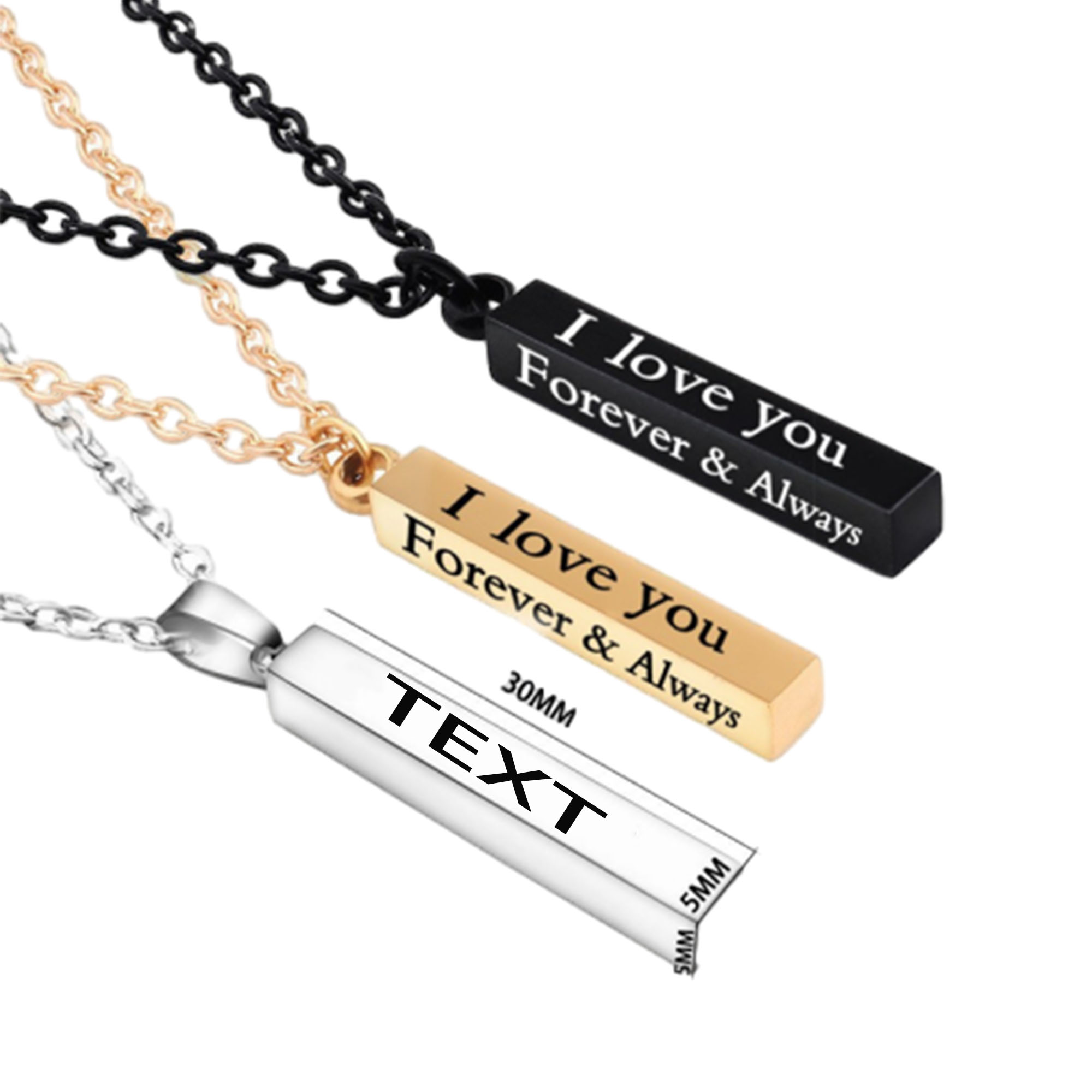 Valentine's Day Stainless Steel Engraved Necklace 2