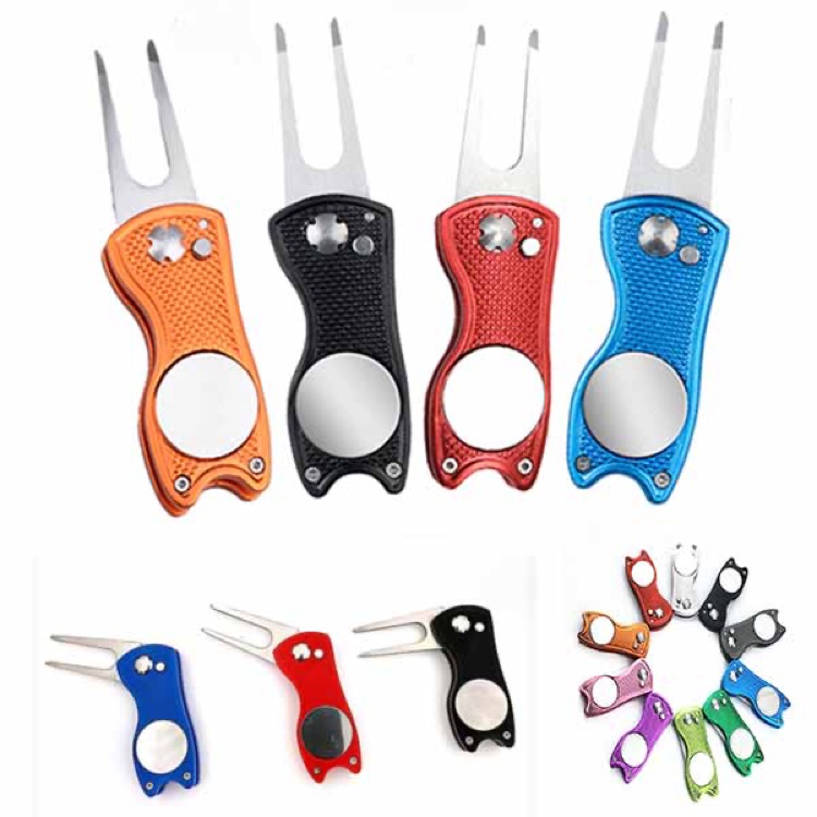 Golf Divot Repair Tool Foldable Stainless Steel Switchblade