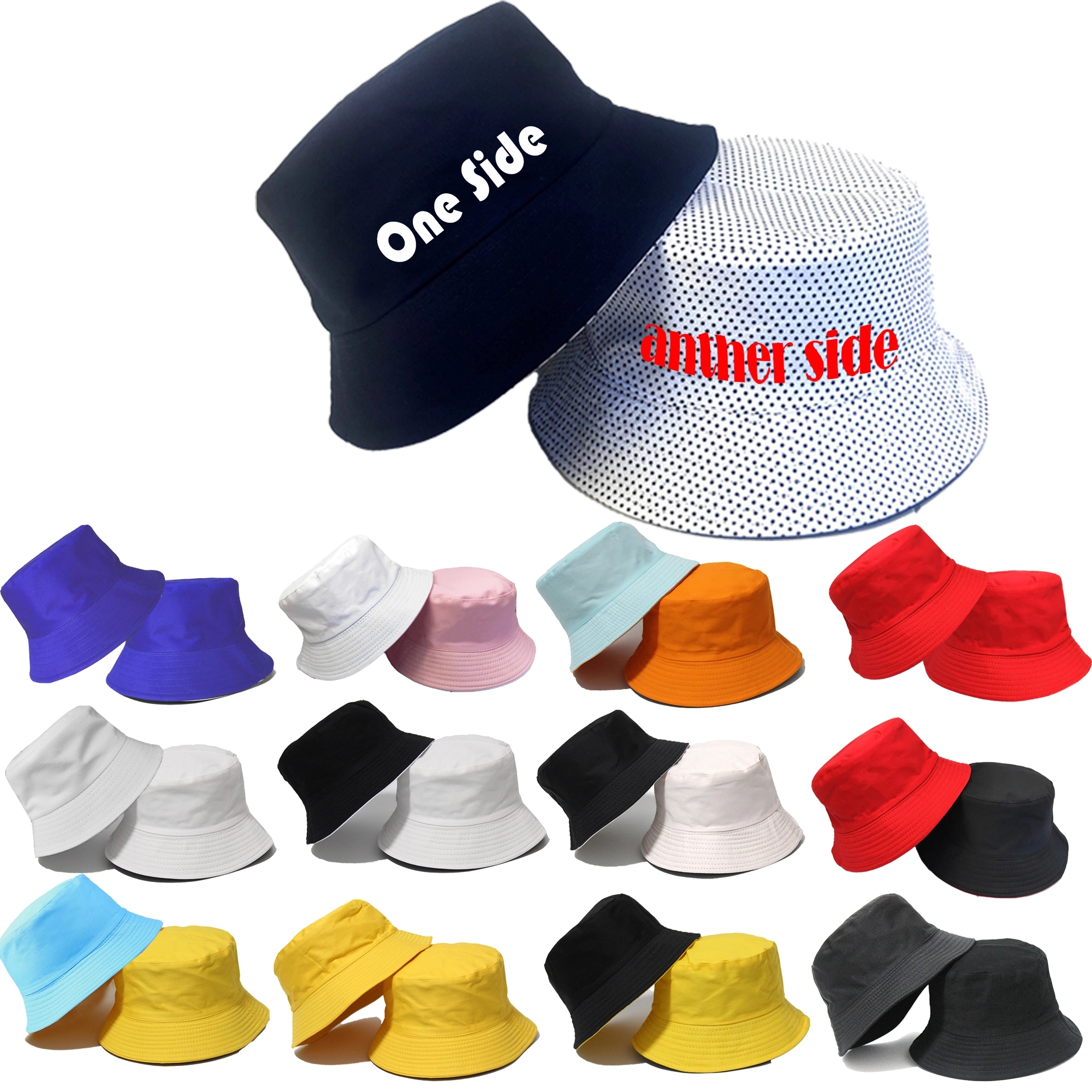 100% Cotton Double-sided Available Foldable Bucket Hat