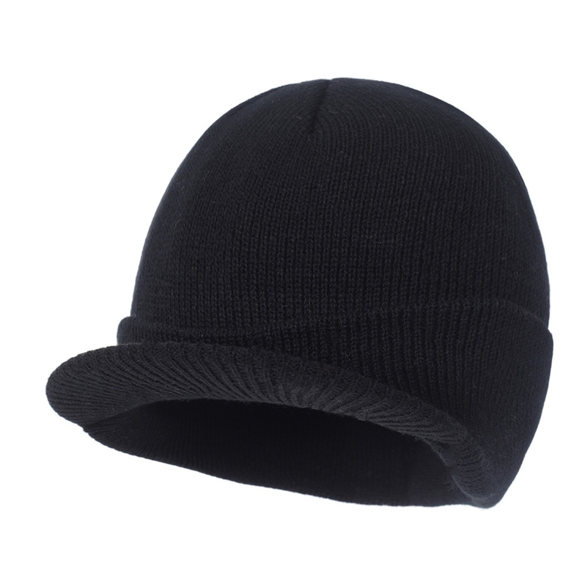 Classic Men's Knit Beanie with Brim for Cold Weather 19