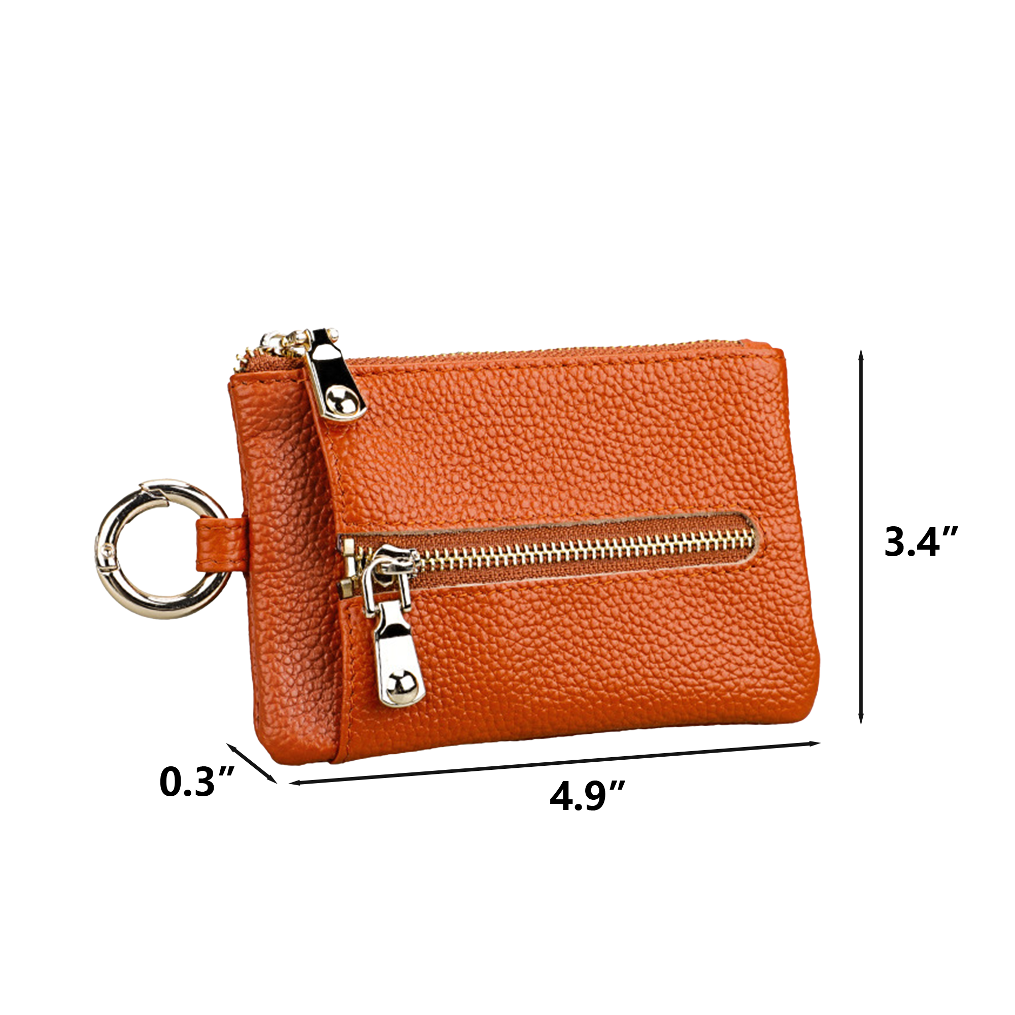 Genuine Leather Compact Zippered Key Pouch 3