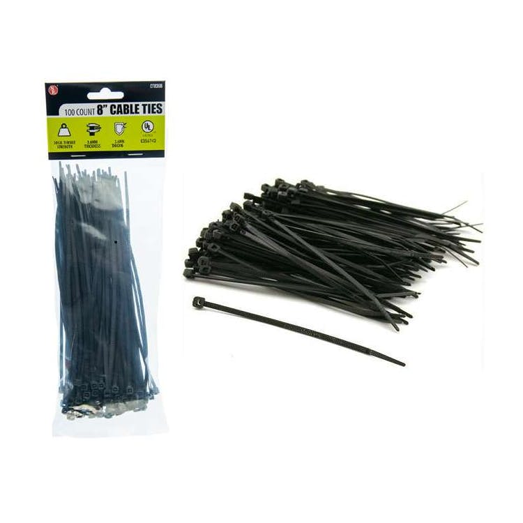 100-Piece Set Cable Ties Black - 8" x 3.6MM 2