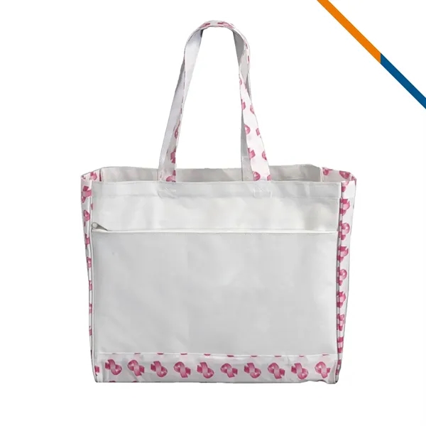 Custom 600D Polyester Tote Bag with Zippered Pocket — Everyday Shopping Giveaway, custom tote bag with logo imprint 3