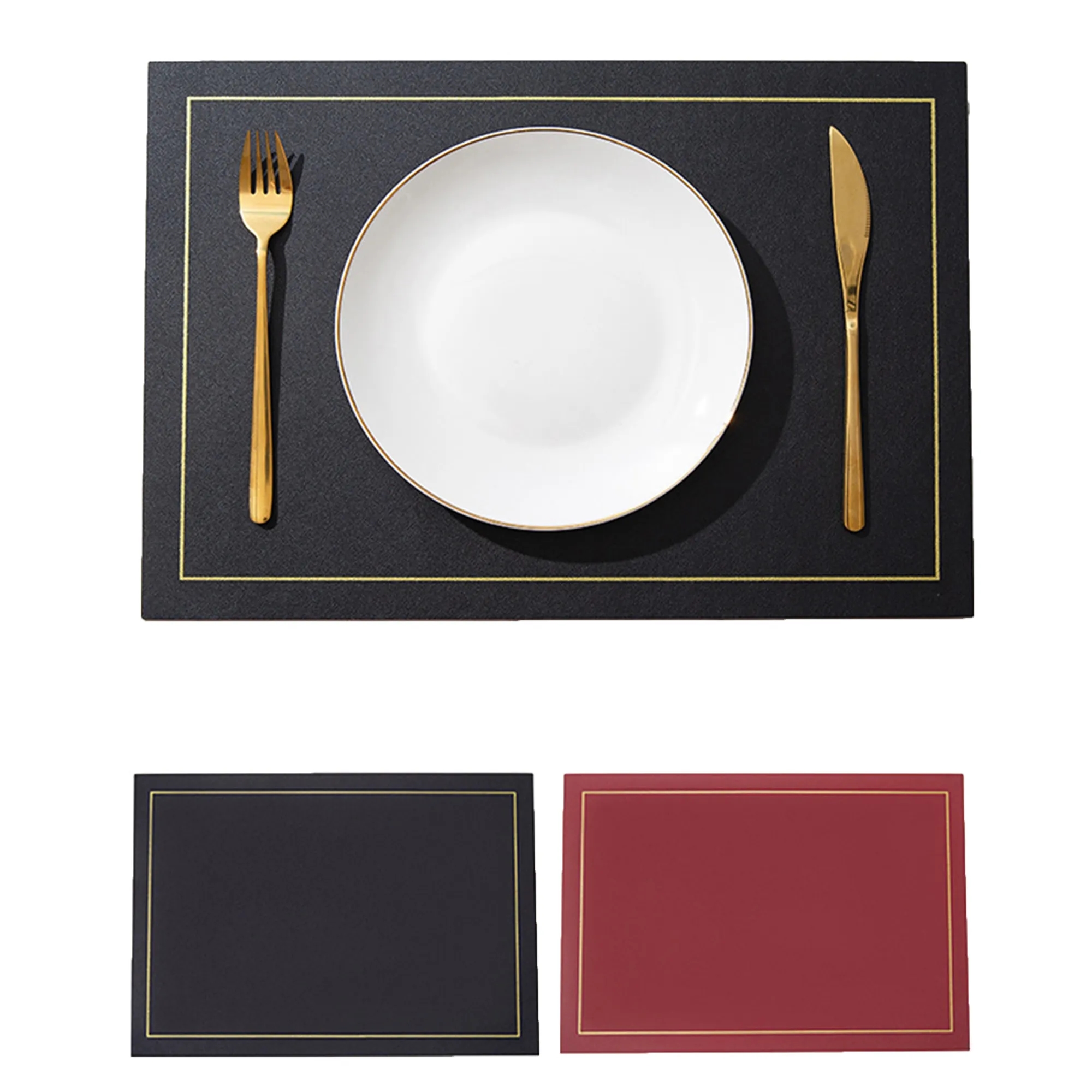 Square Leather Dining Mat 34