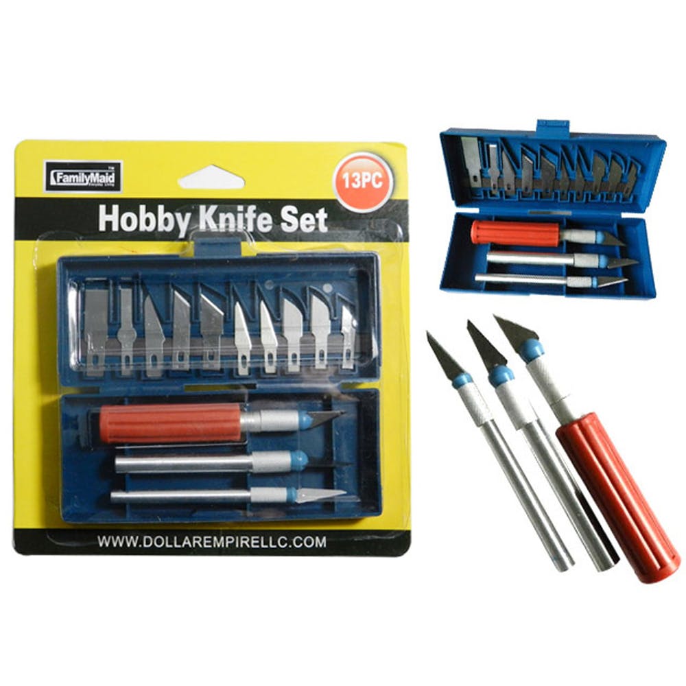 Hobby Knife Sets - 13 Interchangeable Blades 3 Handles 3