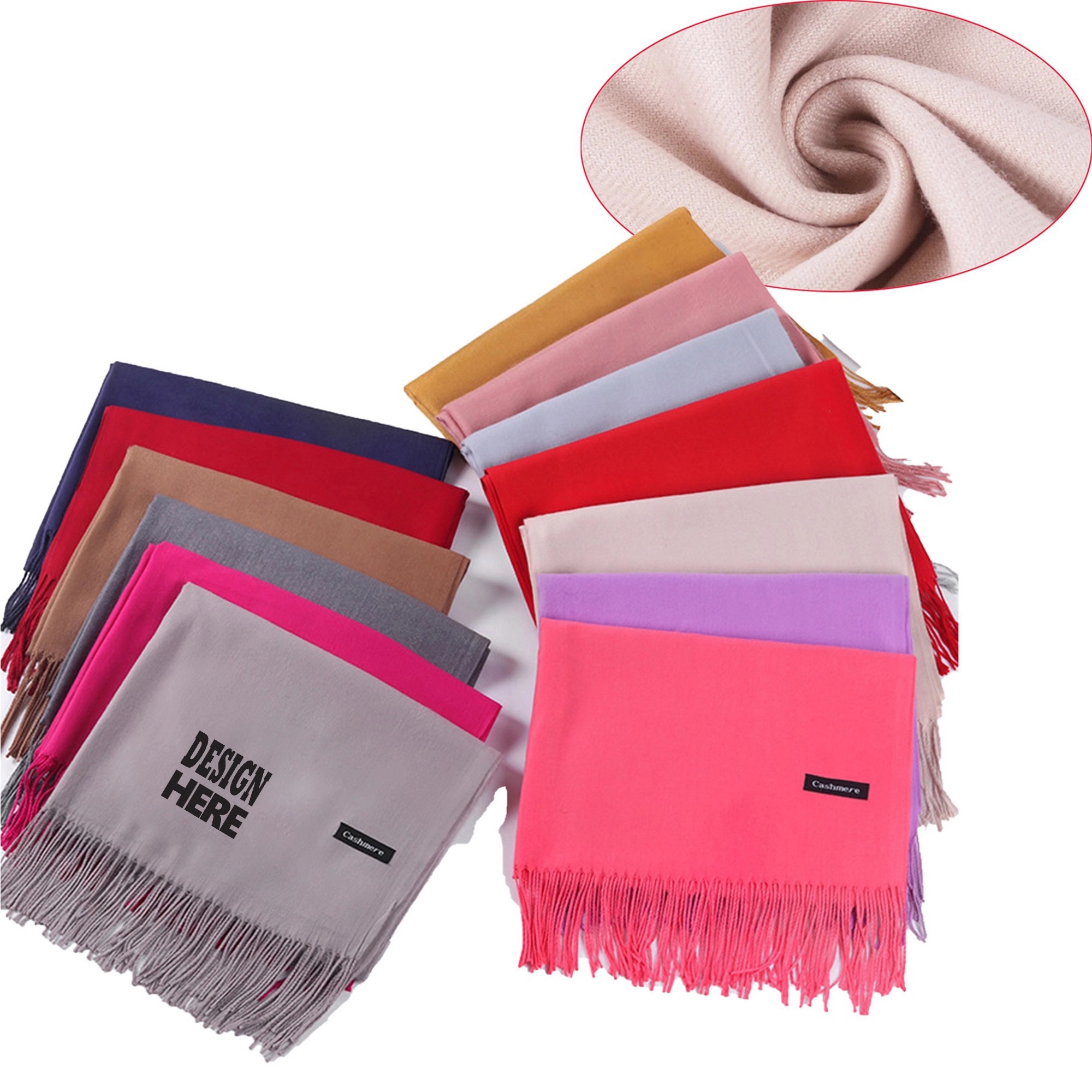 Cashmere Pashmina Woven Scarf With Fringes 16