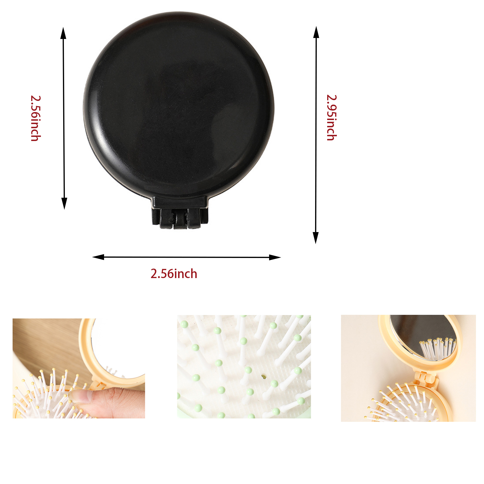 Mirror-Equipped Round Pocket Comb 5