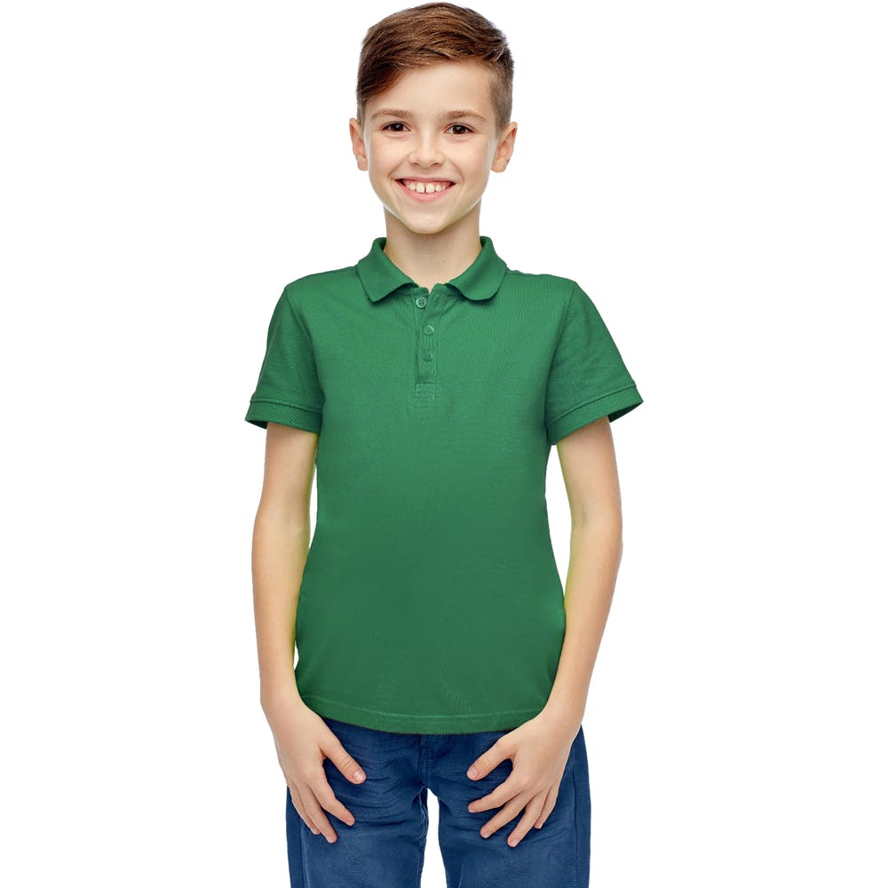Boys' Uniform Polo Shirts - Hunter Green Short Sleeve Size 10 3