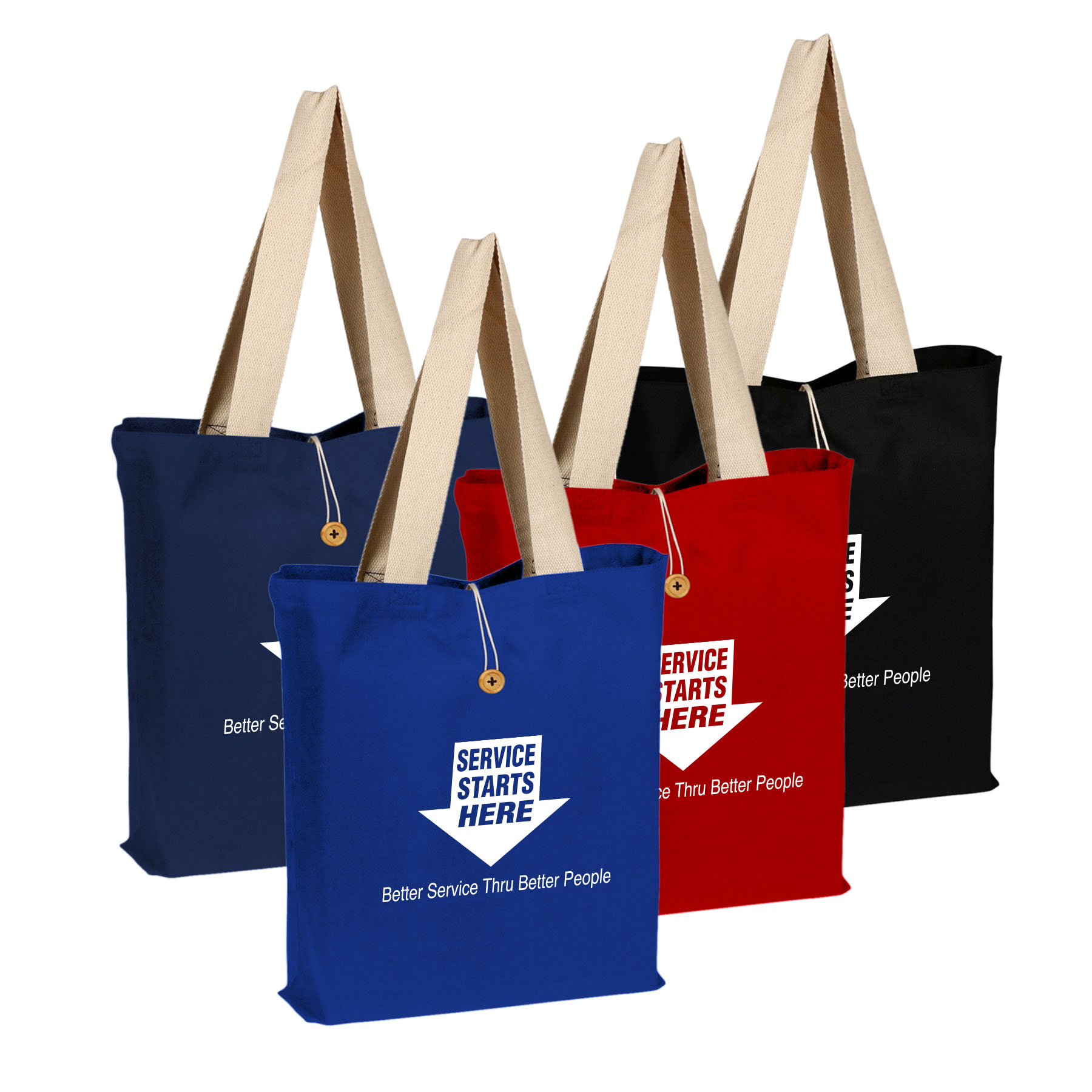 12oz. 100% Cotton Colored Button-Up Canvas Tote w/Natural Handle 20