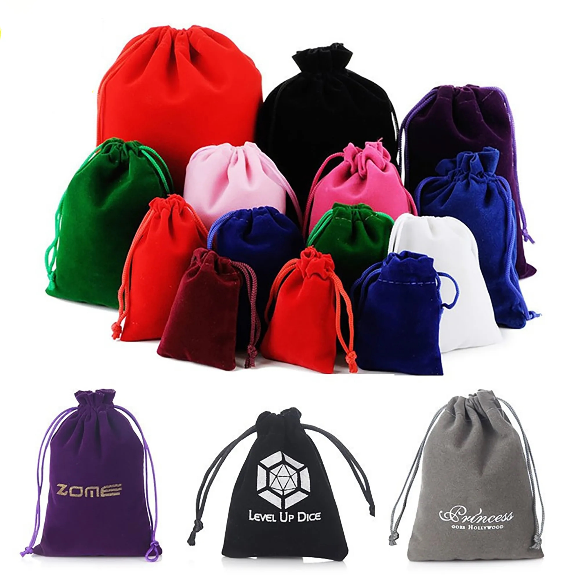 Jewelry Flocked Fabric Drawstring Bag 6