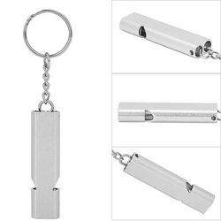 Emergency Double Tubes Metal Whistle Keychain