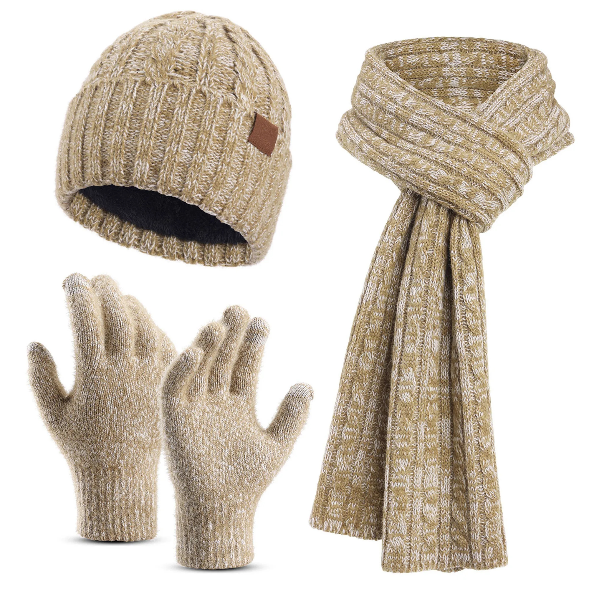 3 In 1 Winter Beanie Hat Gloves Scarf Set 23