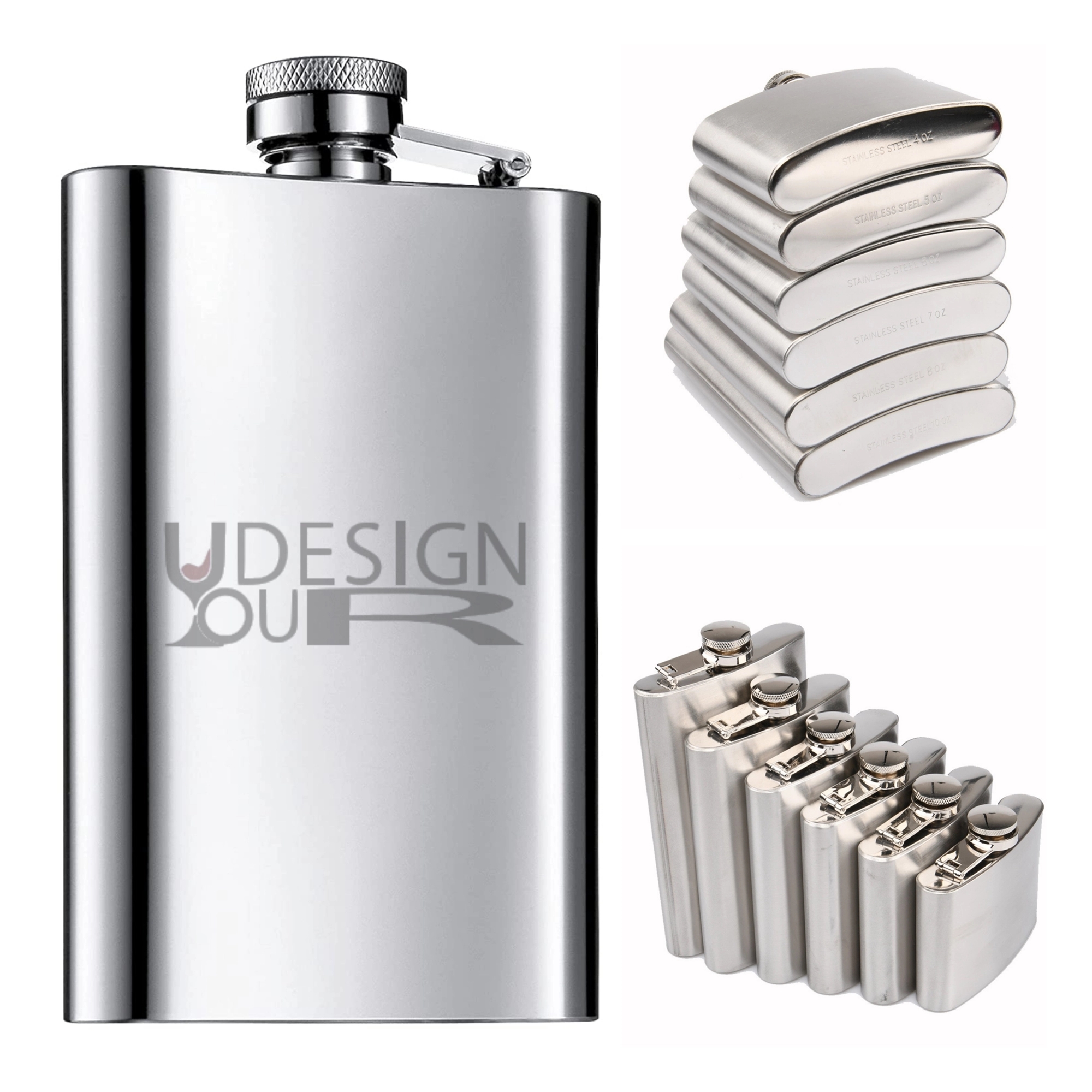 4oz Stainless Steel Flask MOQ 50PCS, custom water bottle with logo imprint 7