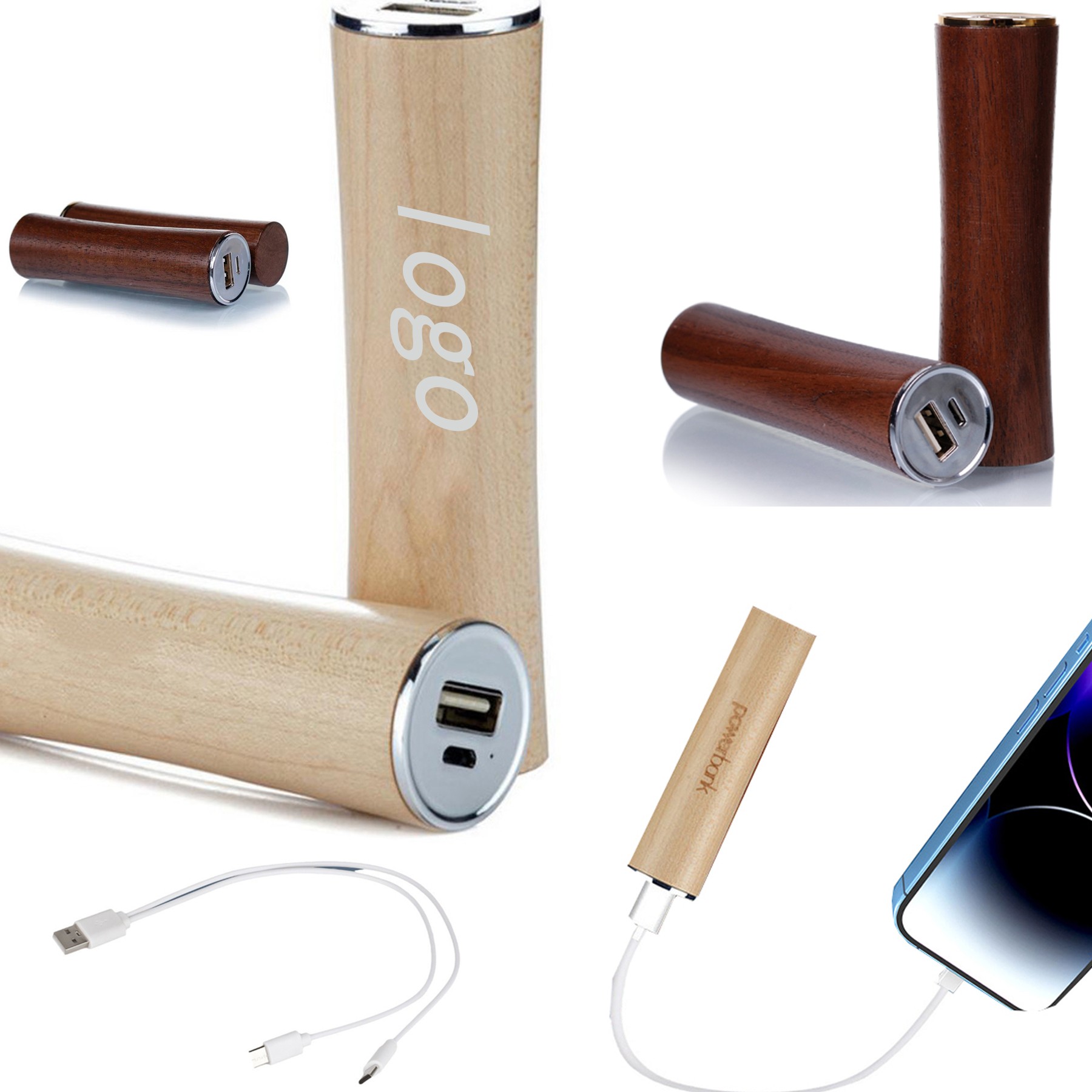 2000mAh Wooden Power Bank