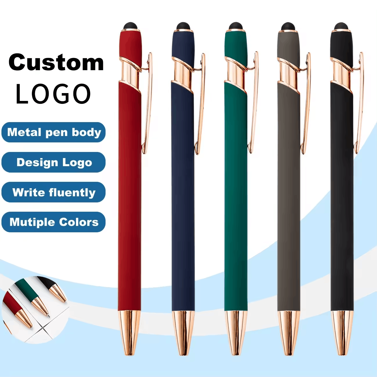 Rita Soft Touch Rubber Ballpoint pen with Stylus 7
