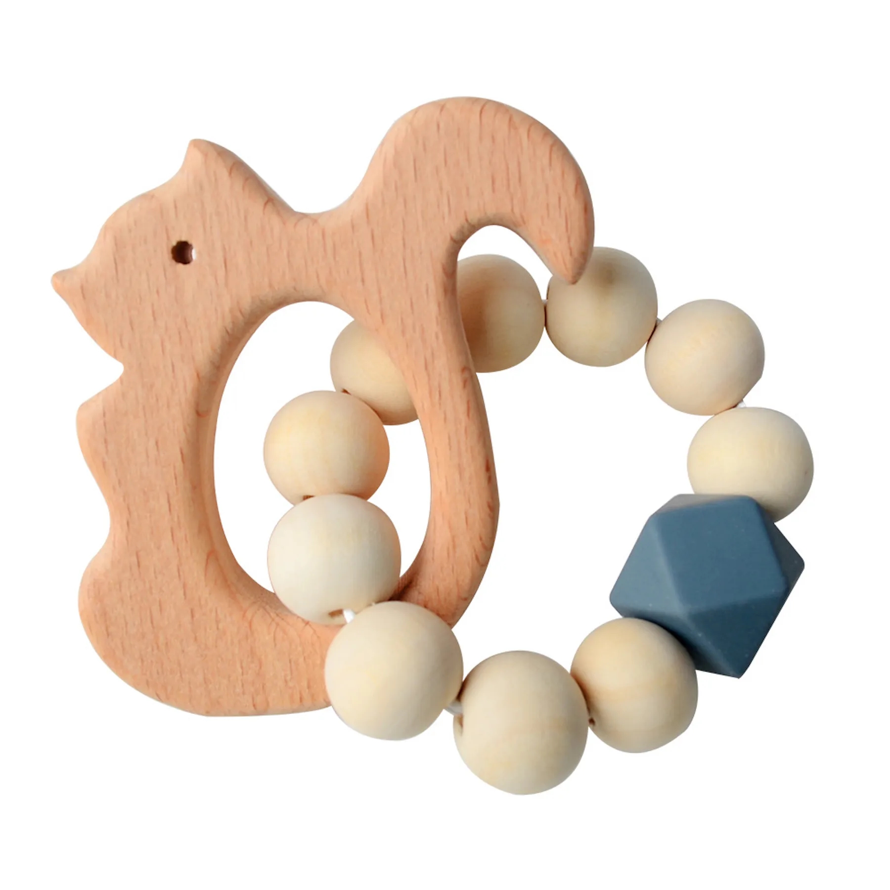 Natural Wood Teething Rattle : 3 M+ 13