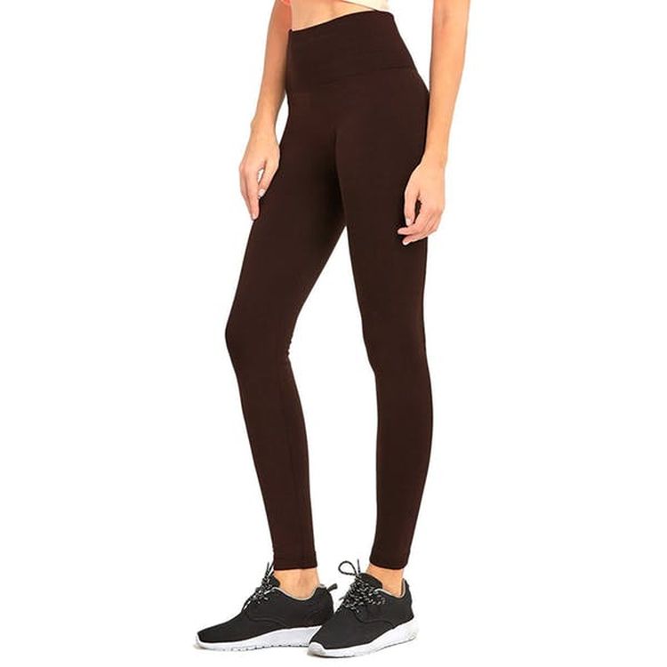 Women's High Waisted Leggings - Coffee Fleece One Size 3