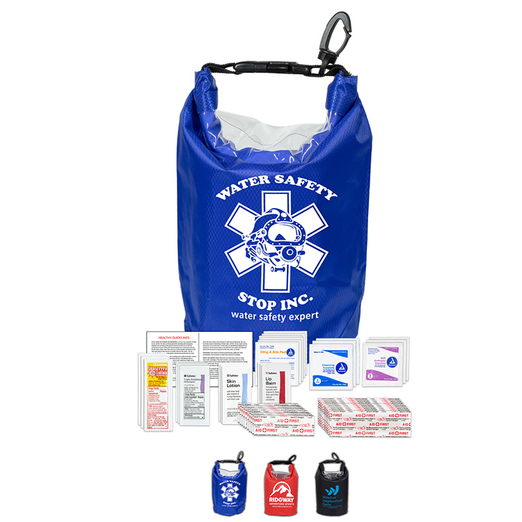 40 Piece First Aid Kit in Water Resistant Dry Bag with Clear Pocket Window “ASHLAND”
