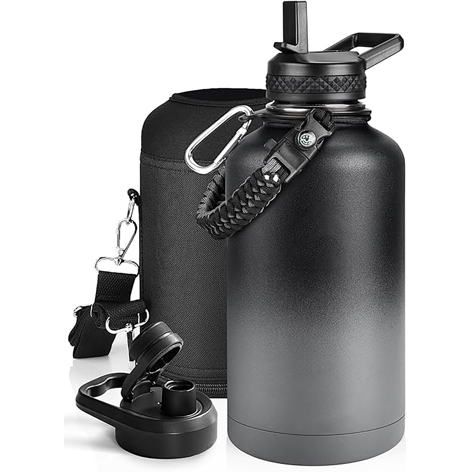 64 Oz Insulated Water Bottle with Paracord Handle and Straw Spout Lid, custom water bottle with logo imprint 31