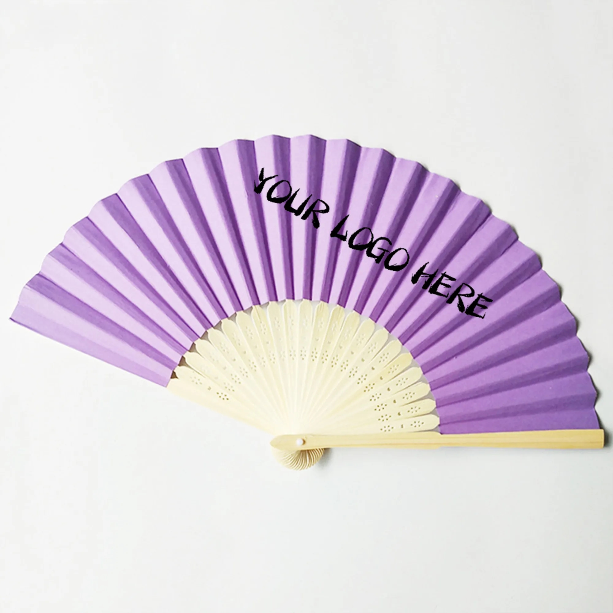 Custom Folding Handheld Paper Fan with Bamboo Handle 17