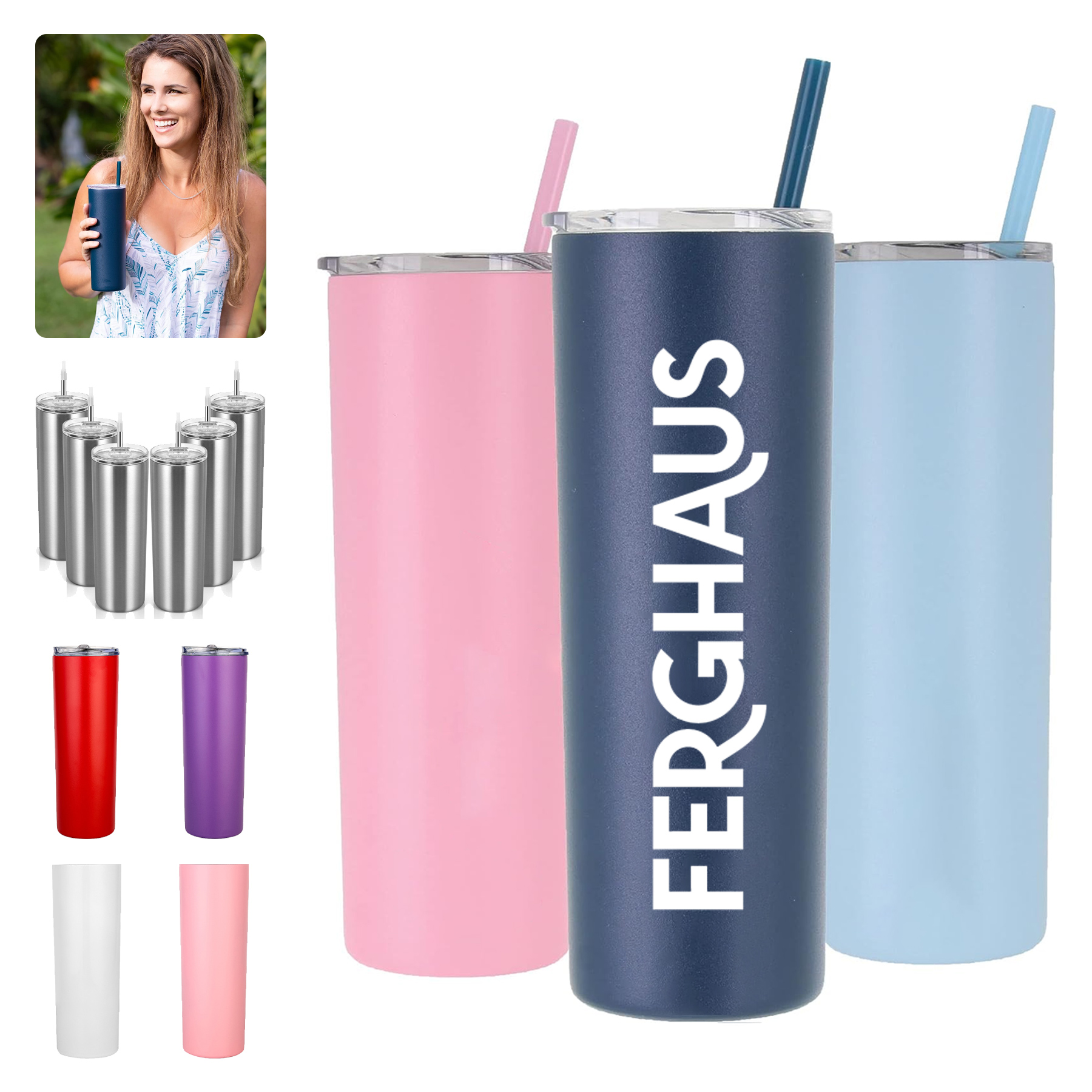 20 oz Stainless Steel Skinny Tumbler Personalized 6