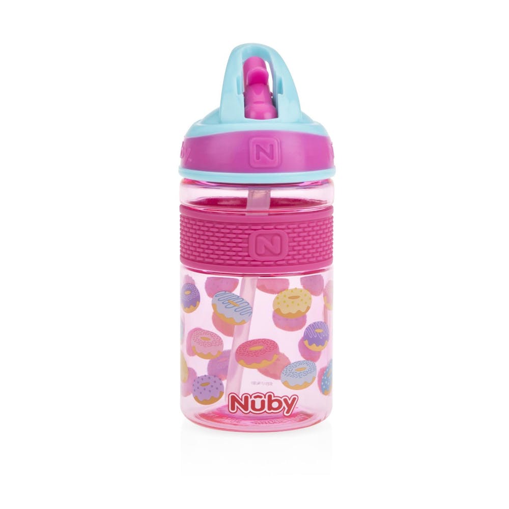 Nuby Freestyle Hard Straw Cups - Pink Donuts 12 oz 3