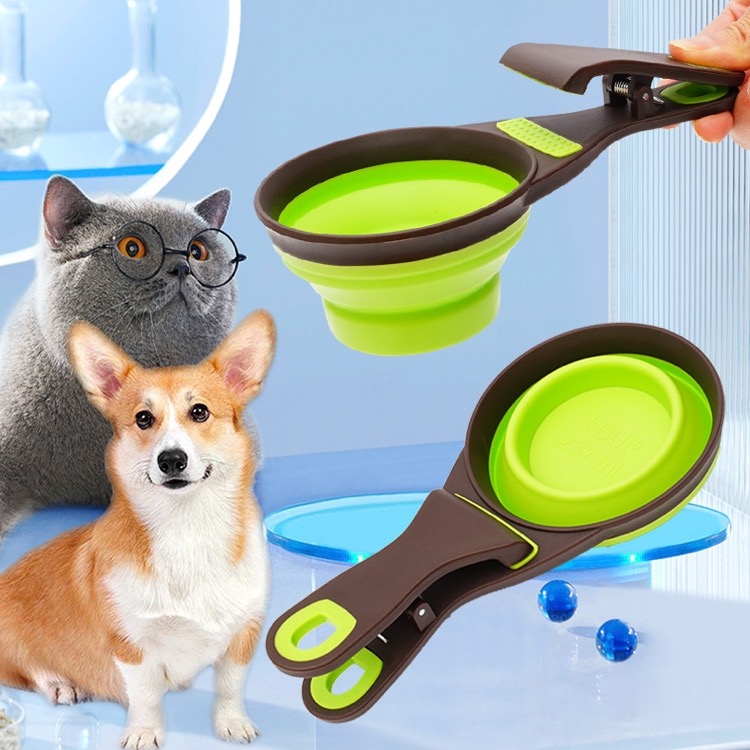 Pet Folded Scoop Dog Cat Sealing Clip Cup