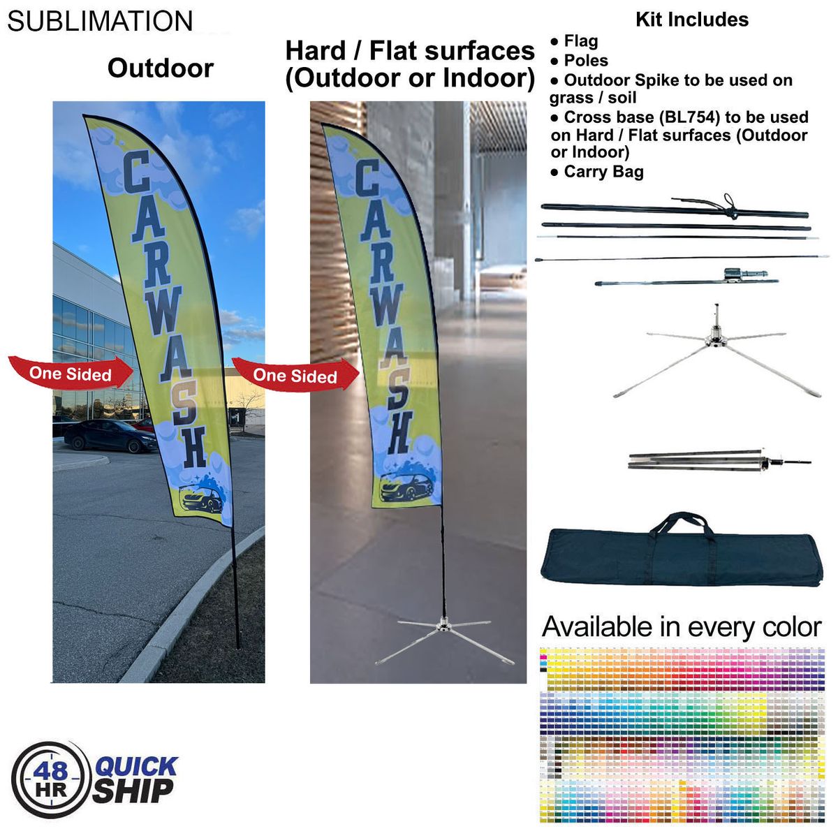 fiel 48 Hr Quick Ship - 13' Medium Feather Flag Kit Full Color Graphics One Side Outdoor & Indoor base #SU751-29