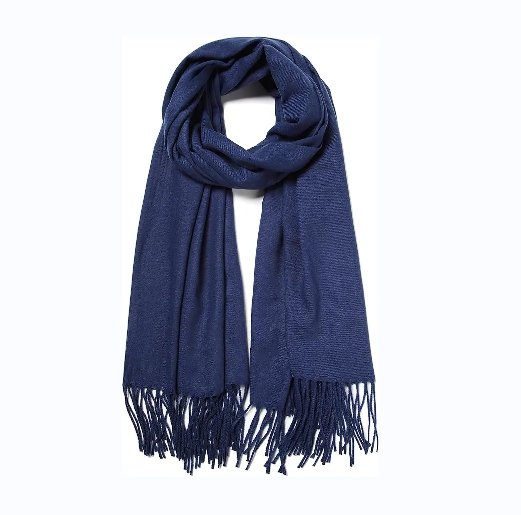 MOQ50 Cashmere Pashmina Woven Scarf & Fringes 13