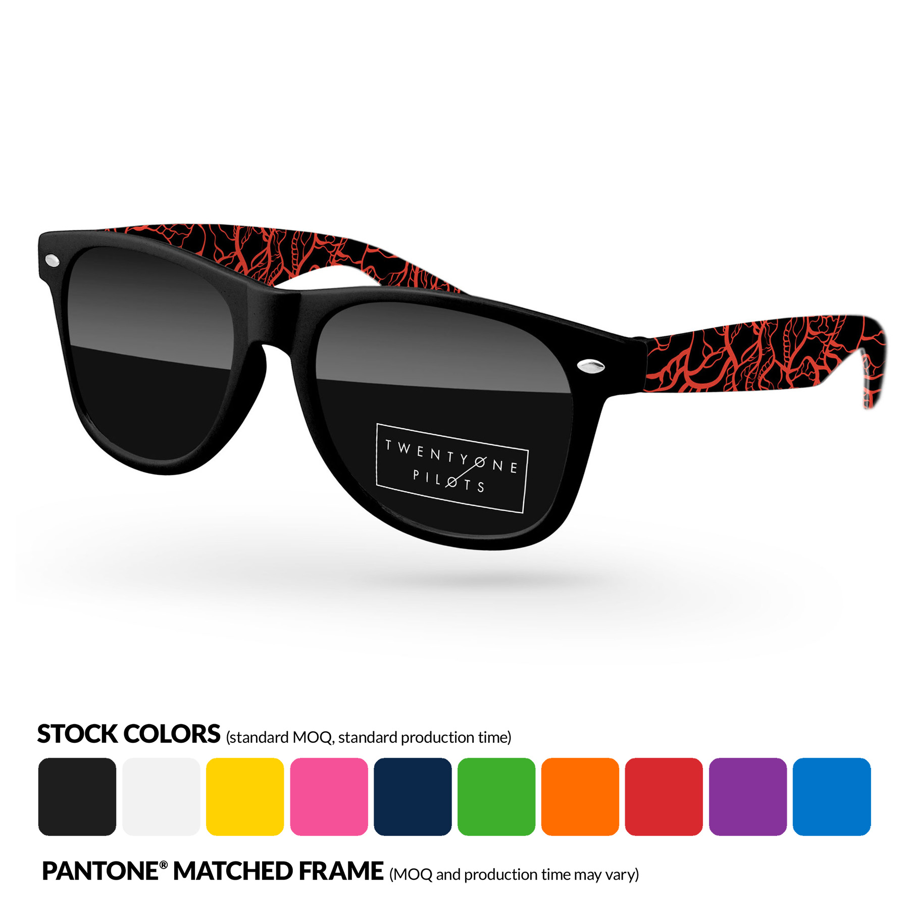 Retro Sunglasses w/ Lens Imprint & Full Color Arms Sublimation Wrap 2