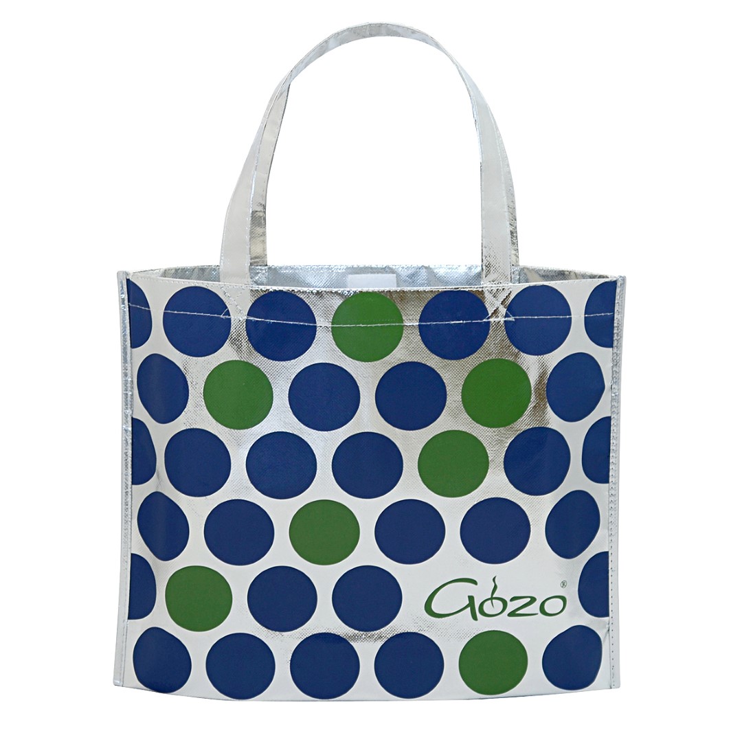 Laminated Metallic Silver Tote Bag 15"x14"x4" L6303 Lynne Malkoff