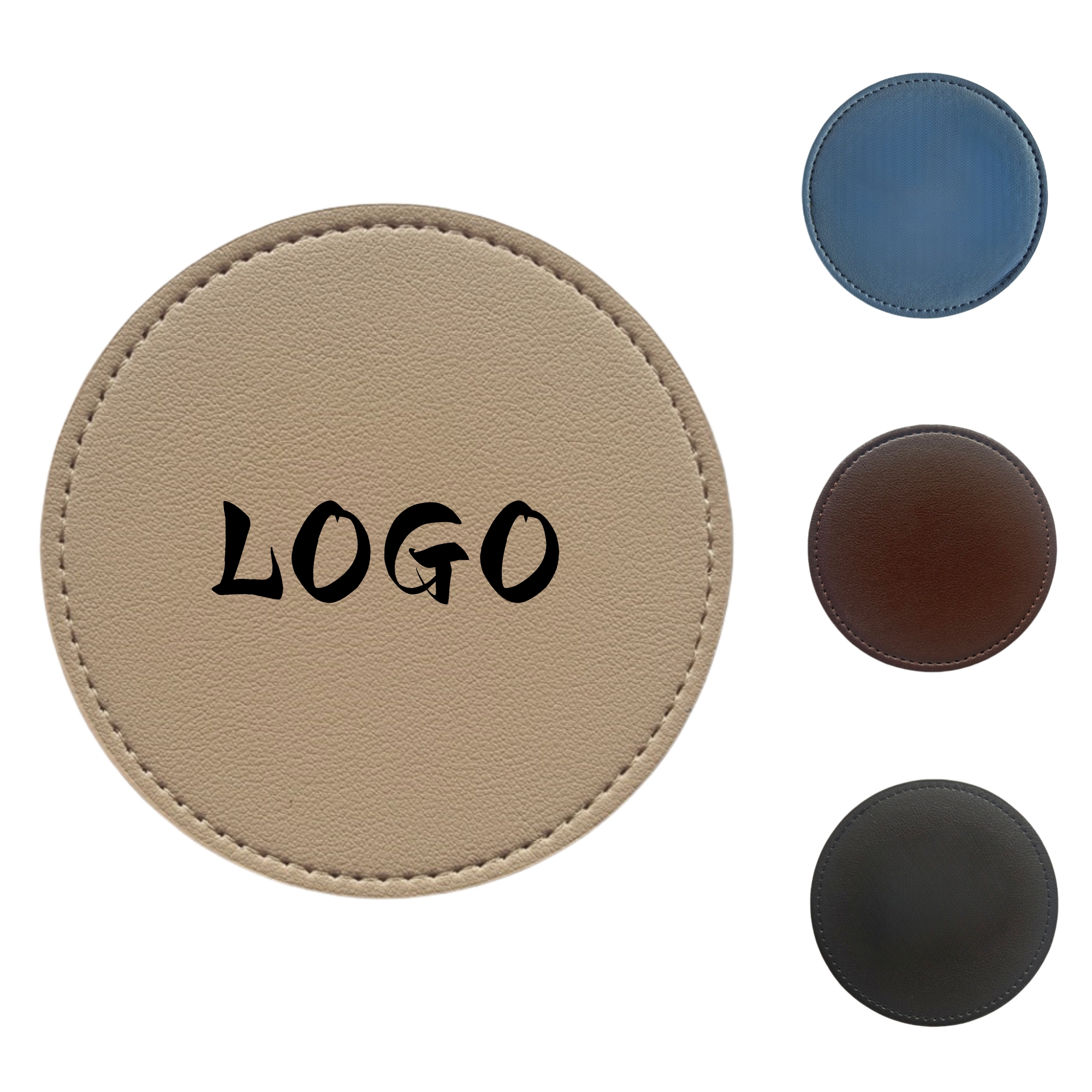 Round Leather Drink Coasters Protection for Home Decor 7
