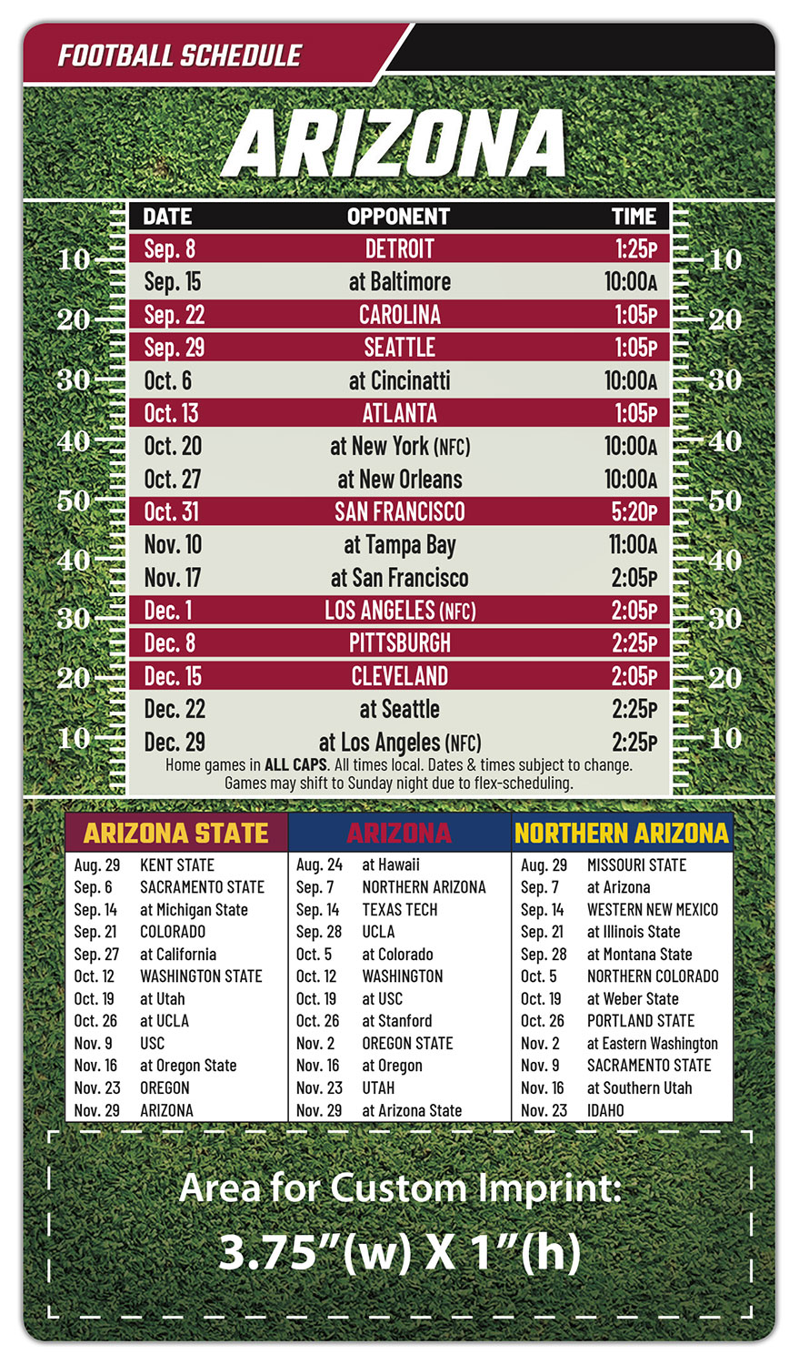 Magnet Football Sport Schedules - 4x7 Round Corners