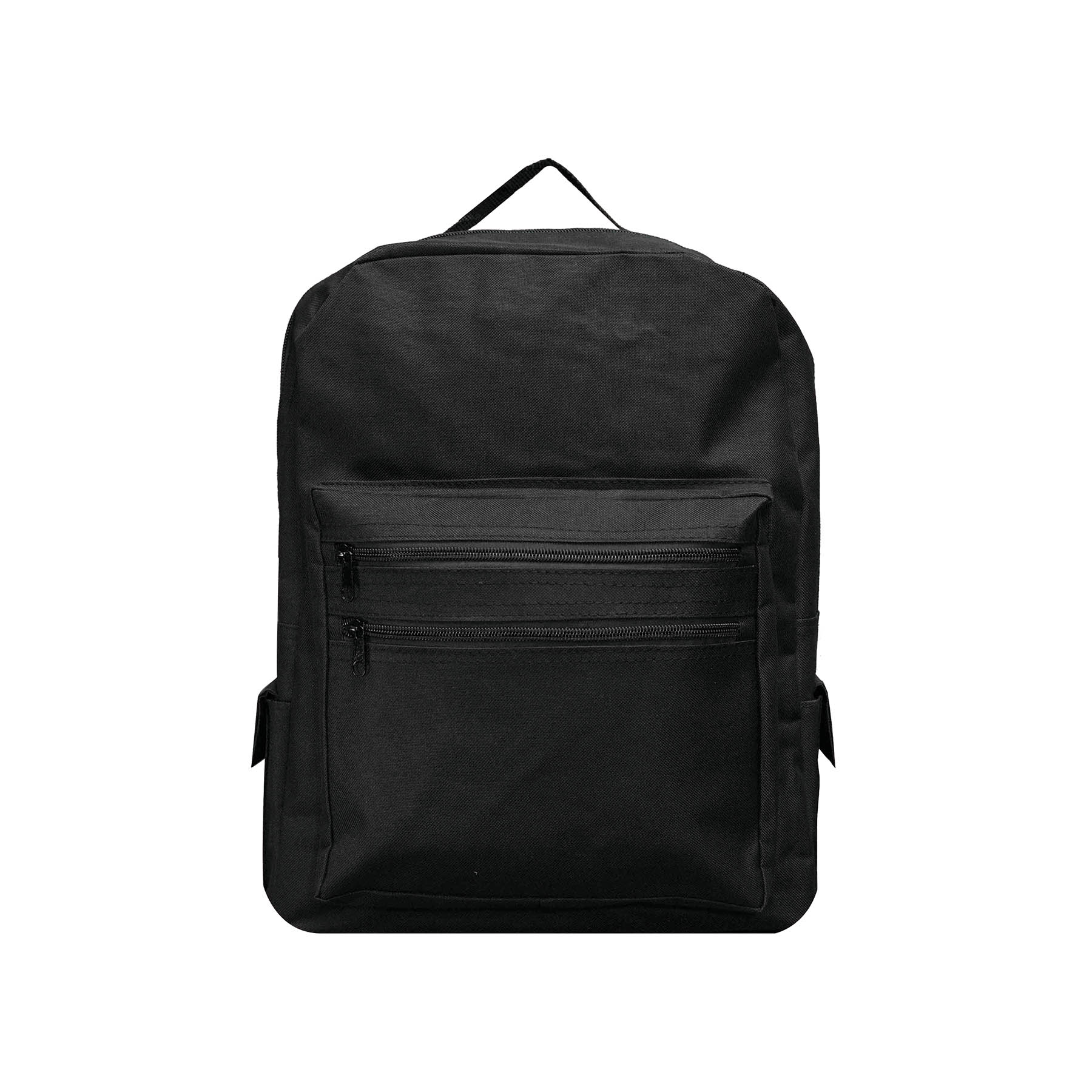 Backpack with large front compartment & 2 side pockets. 21