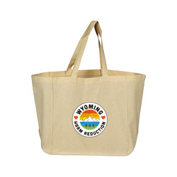 6 oz. 100% Natural Cotton Sheeting Travel Tote Bag w/ Bottom Gusset
