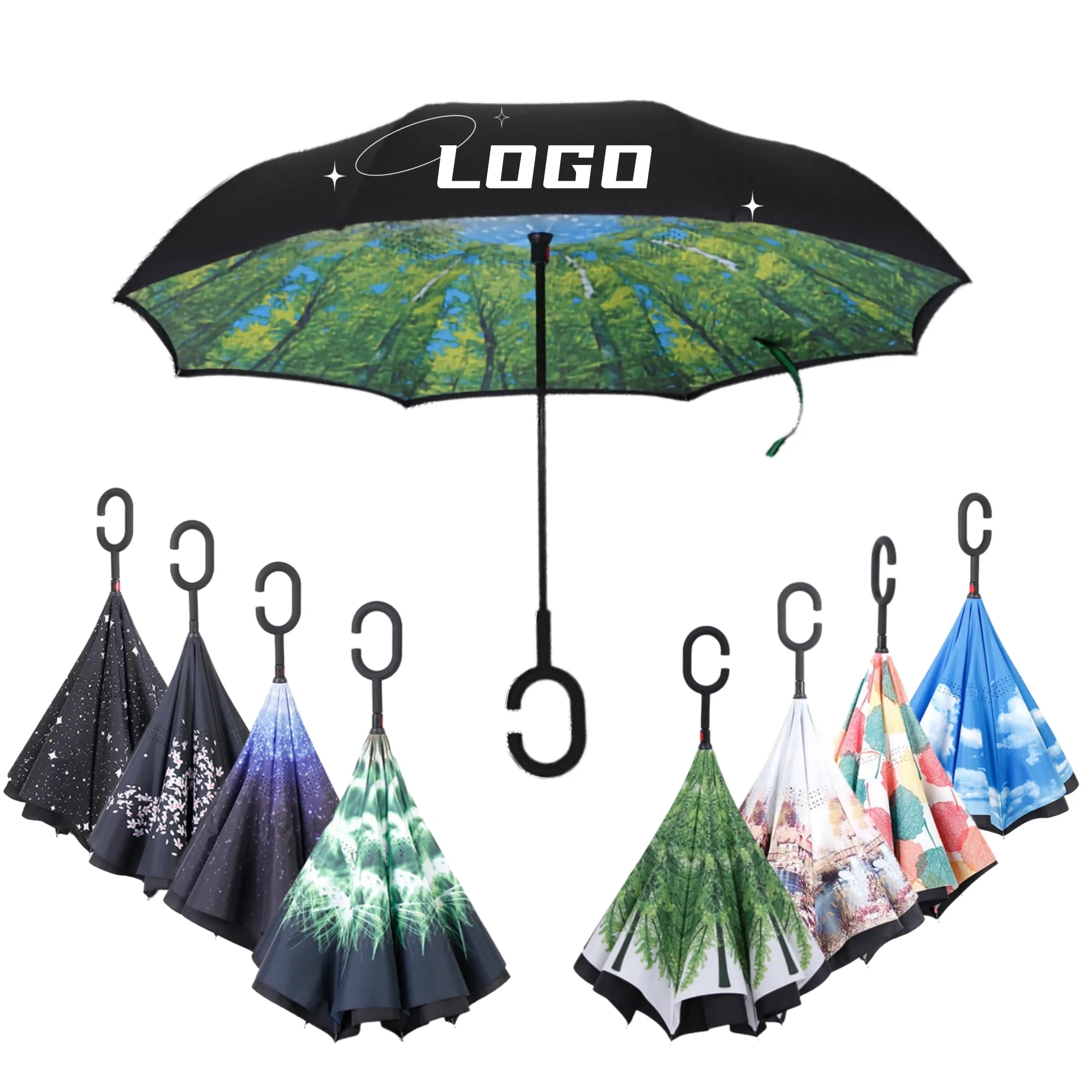 Reverse Folding Umbrella Compact Inverted Windproof