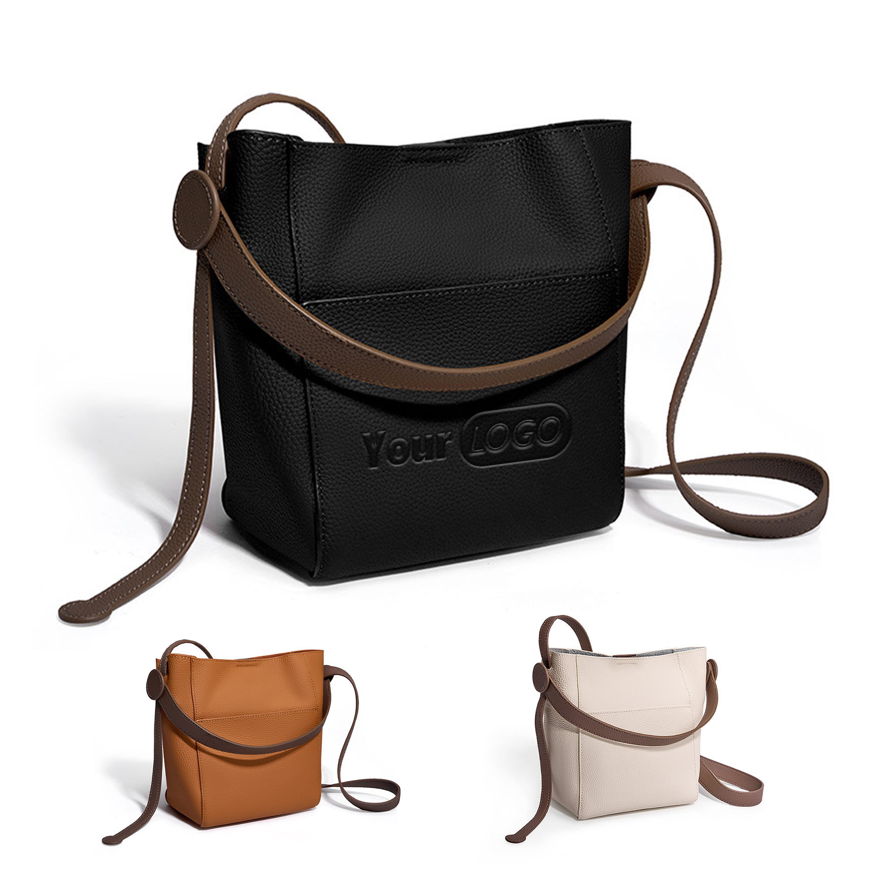 Genuine Leather Cross-body shoulder bucket bag for women 3