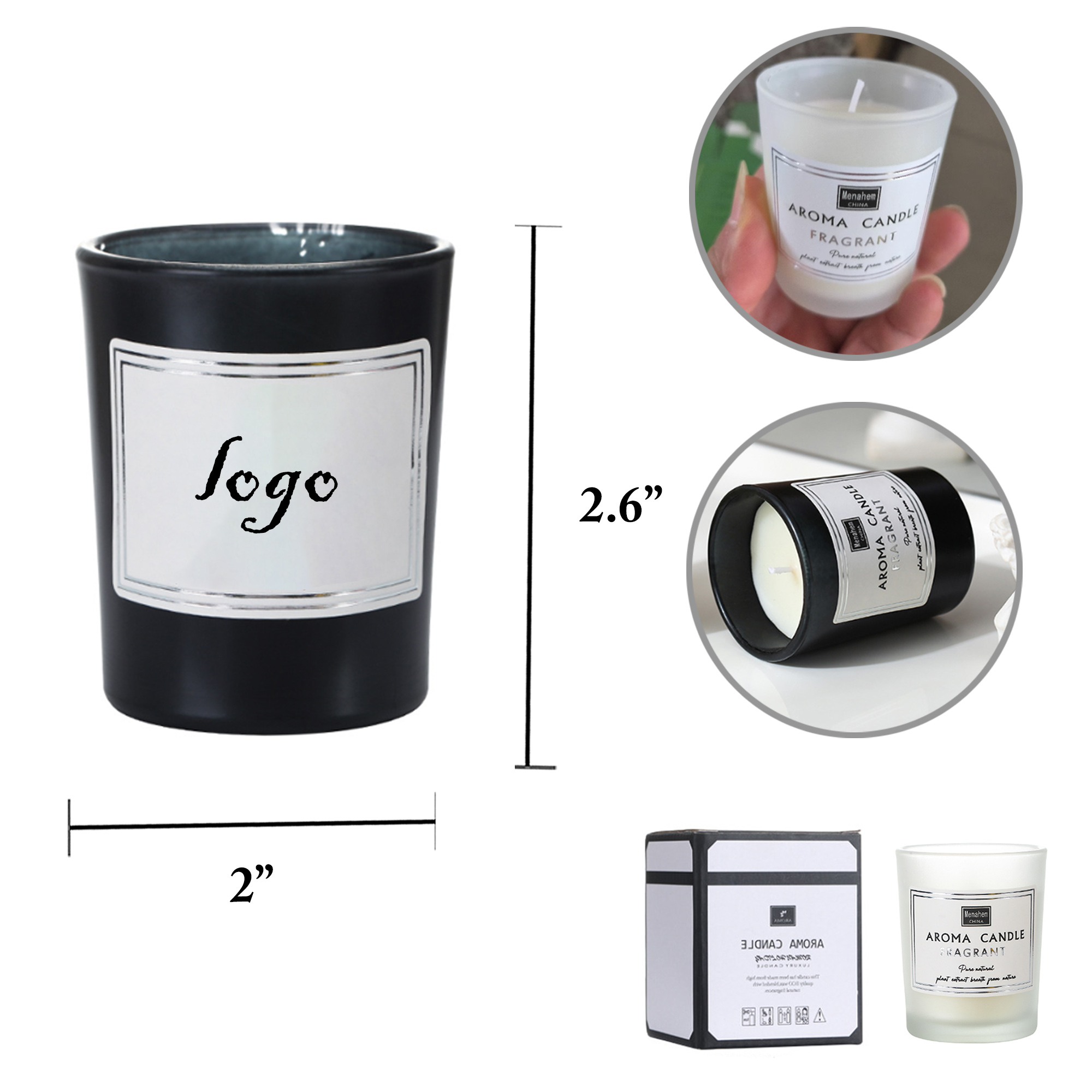 MOQ50 Frosted Glass Soy Wax Plant Scented Candle