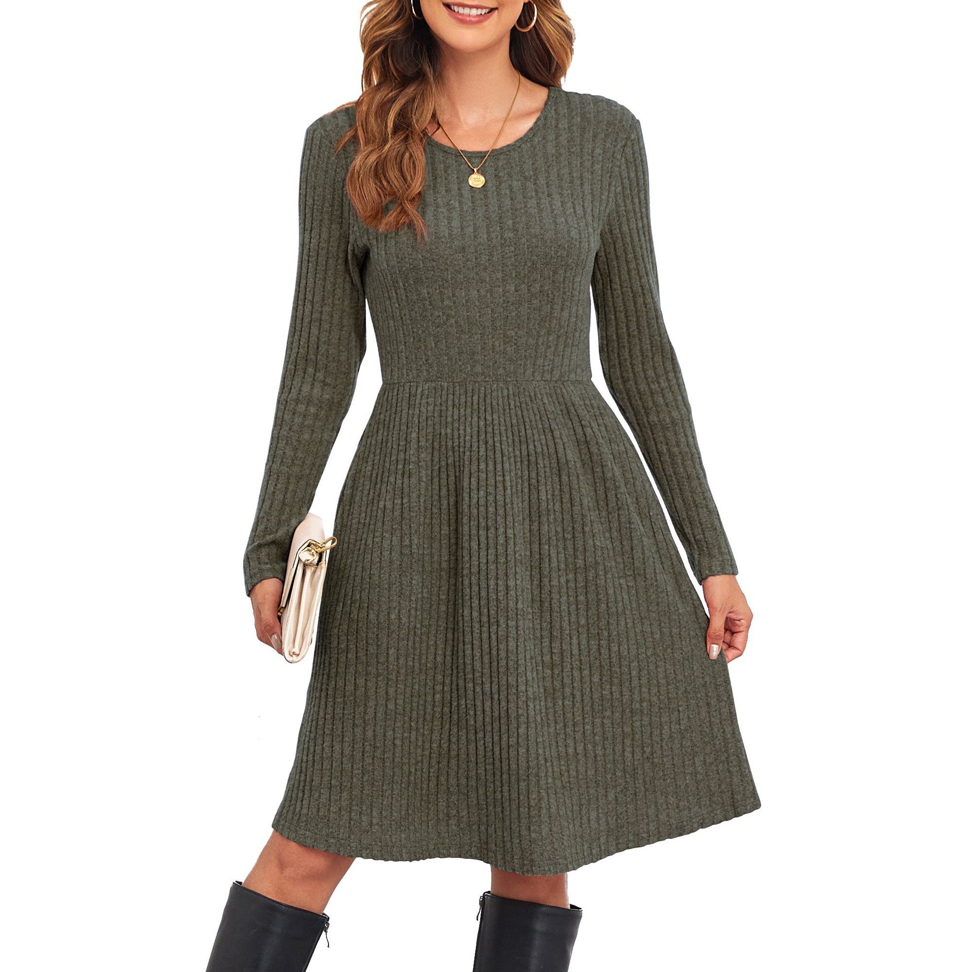 Women Long Sleeve Fall Dresses with Pockets 18