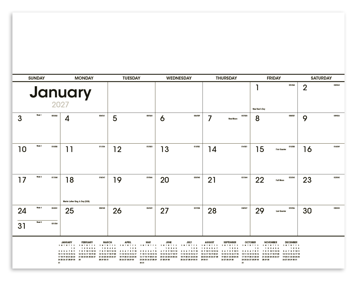 Triumph Calendars Black & White Desk Pad