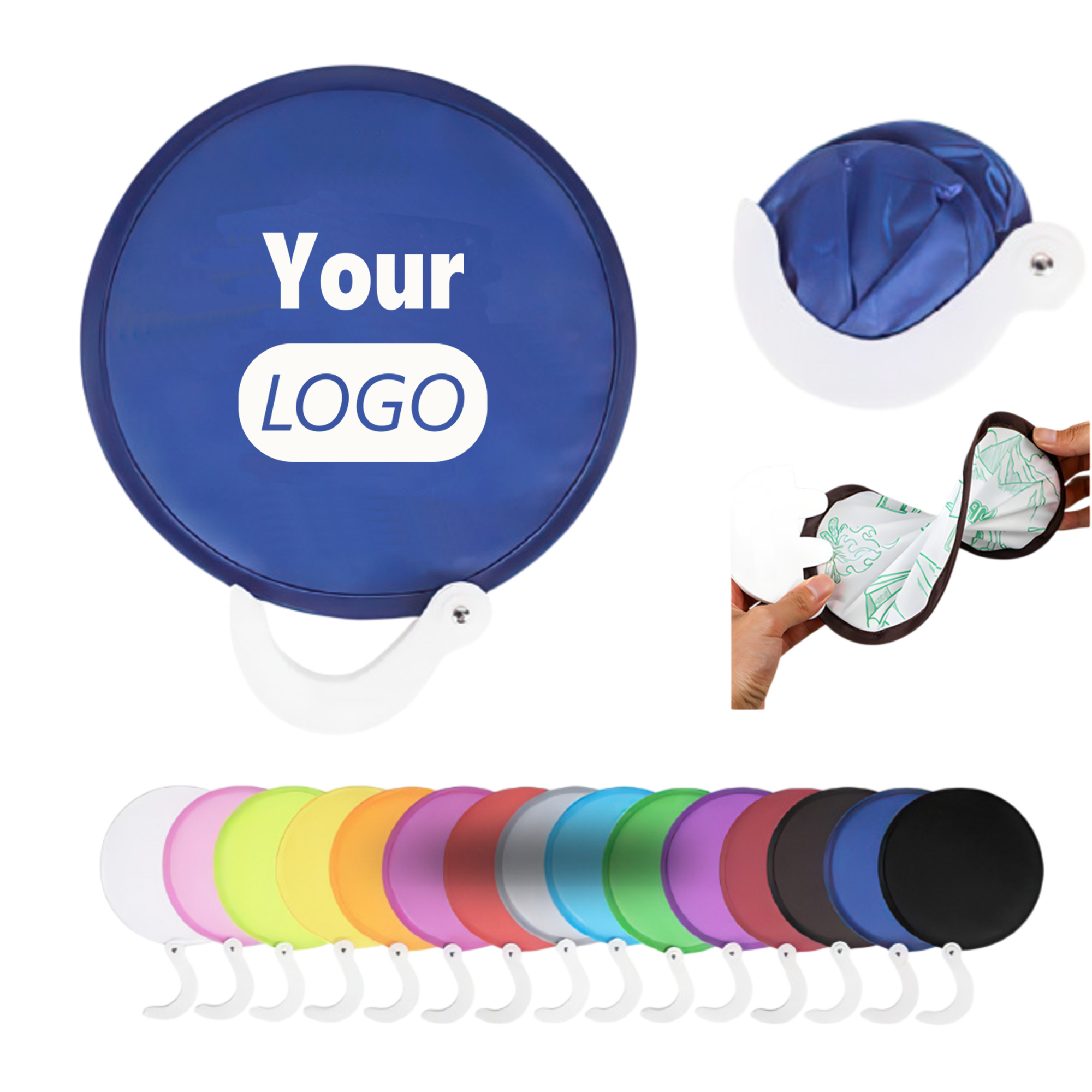Foldable Flying Discs Fans With Handle MOQ 50 PCS 3