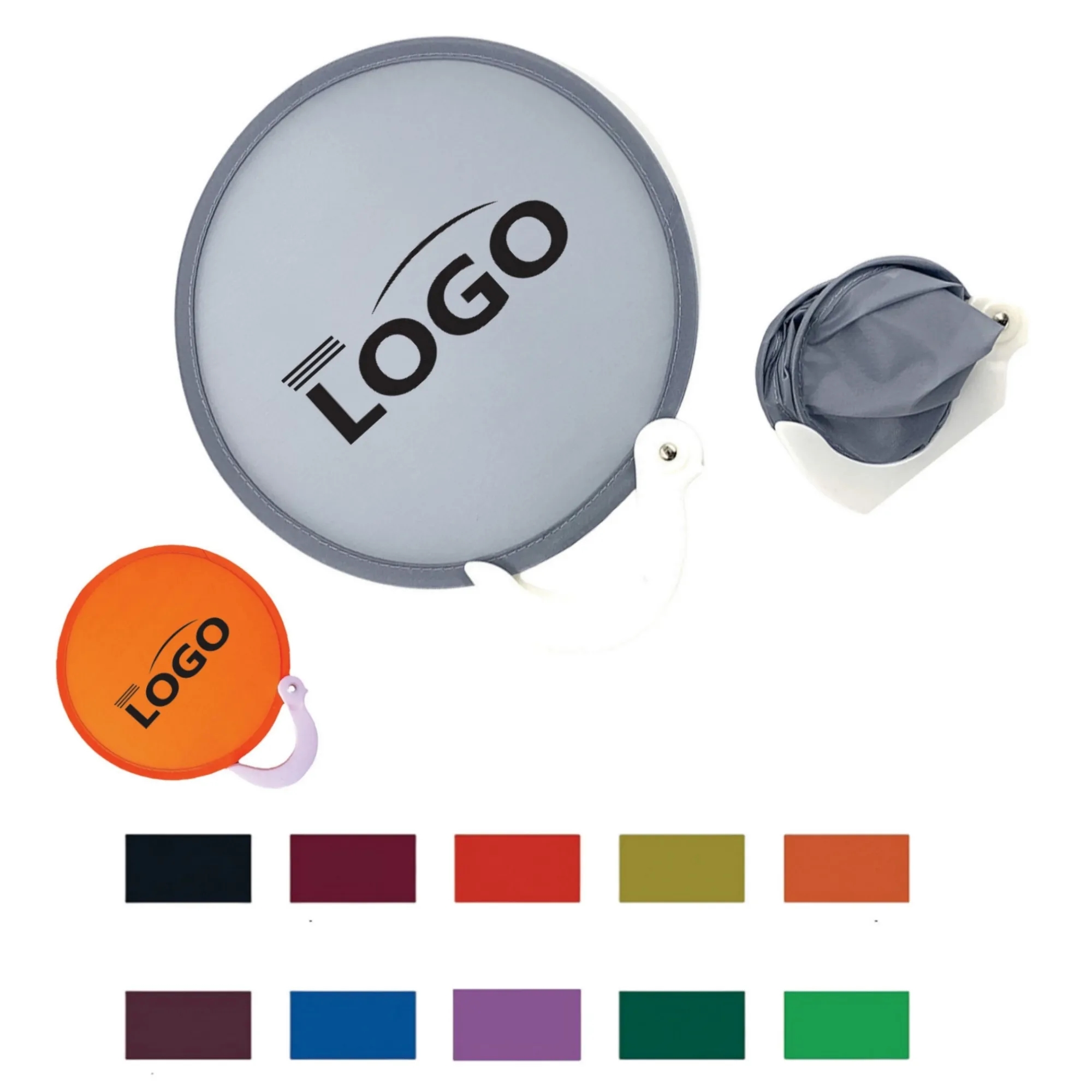 Handheld Round Folding Fan with Handle