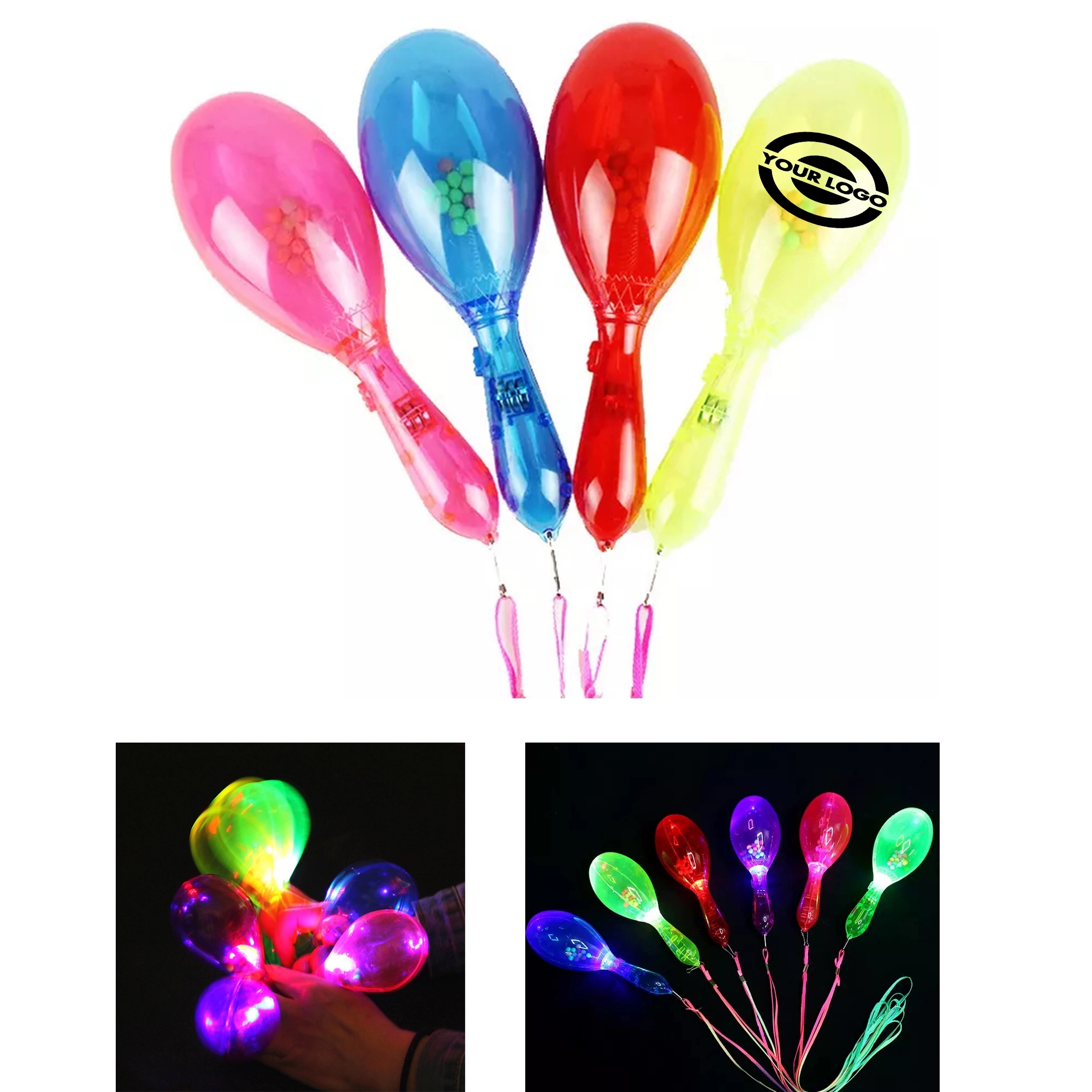 LED Flashing Shaker Plastic Maracas MOQ 150PCS 6