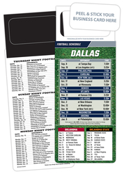 Pro Football Schedule Magnet - Peel and Stick Business Card (3.5x9)