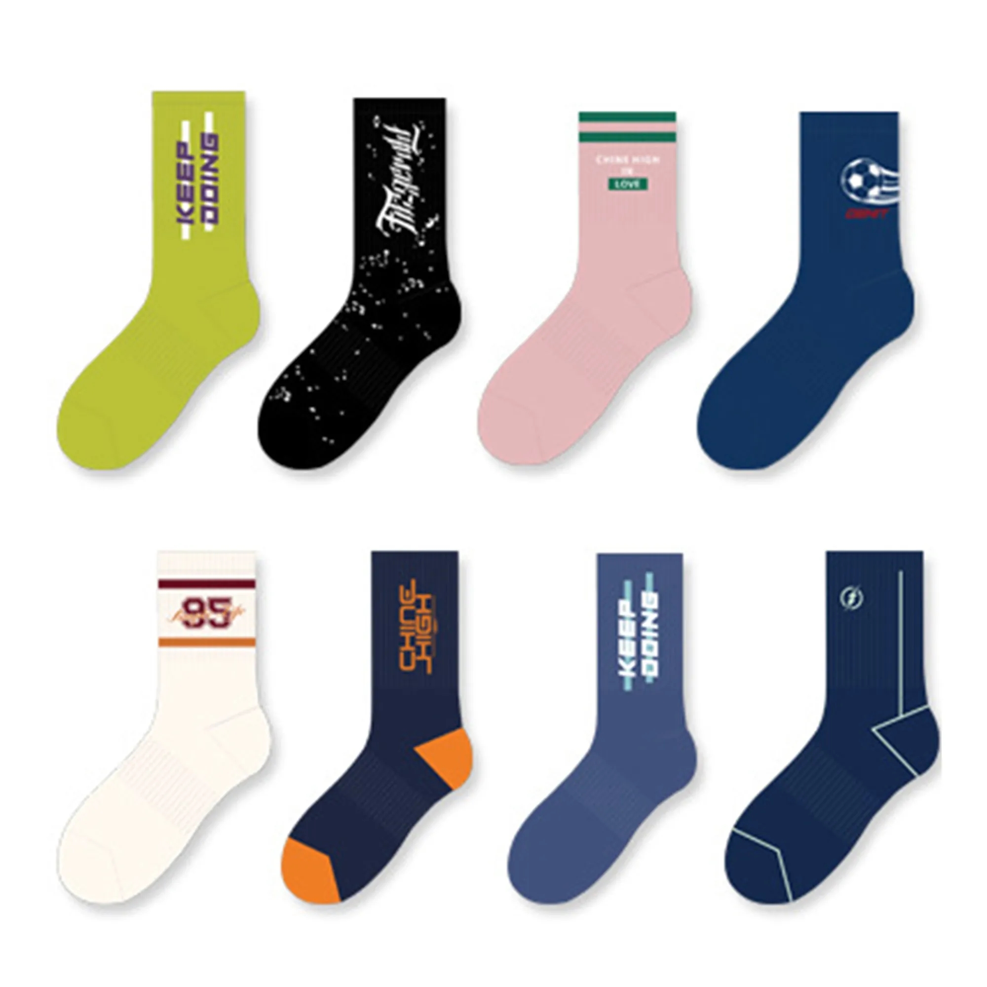 Jacquard Pure Cotton Crew Socks 5