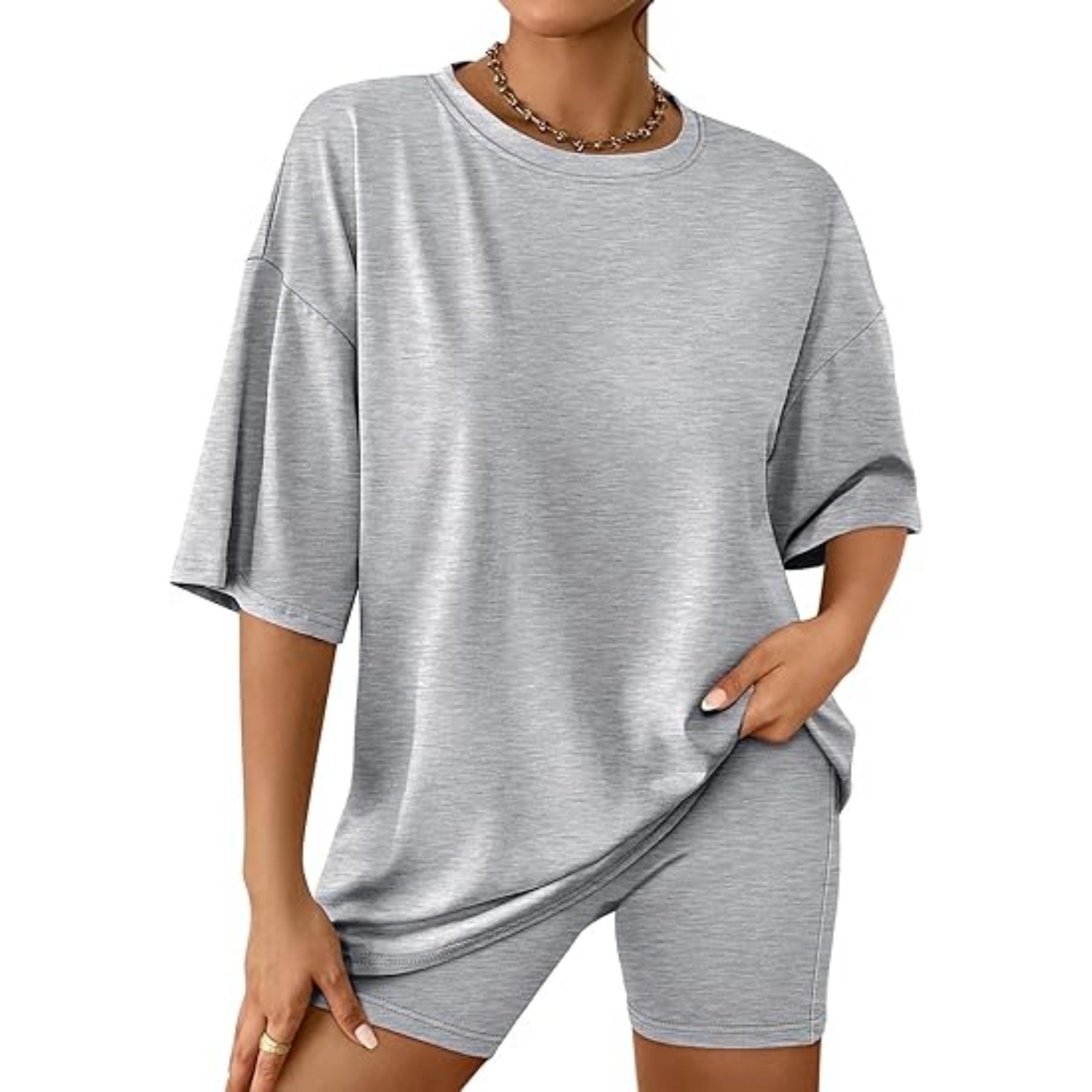 Womens Summer Oversized Tshirts Biker Shorts 29