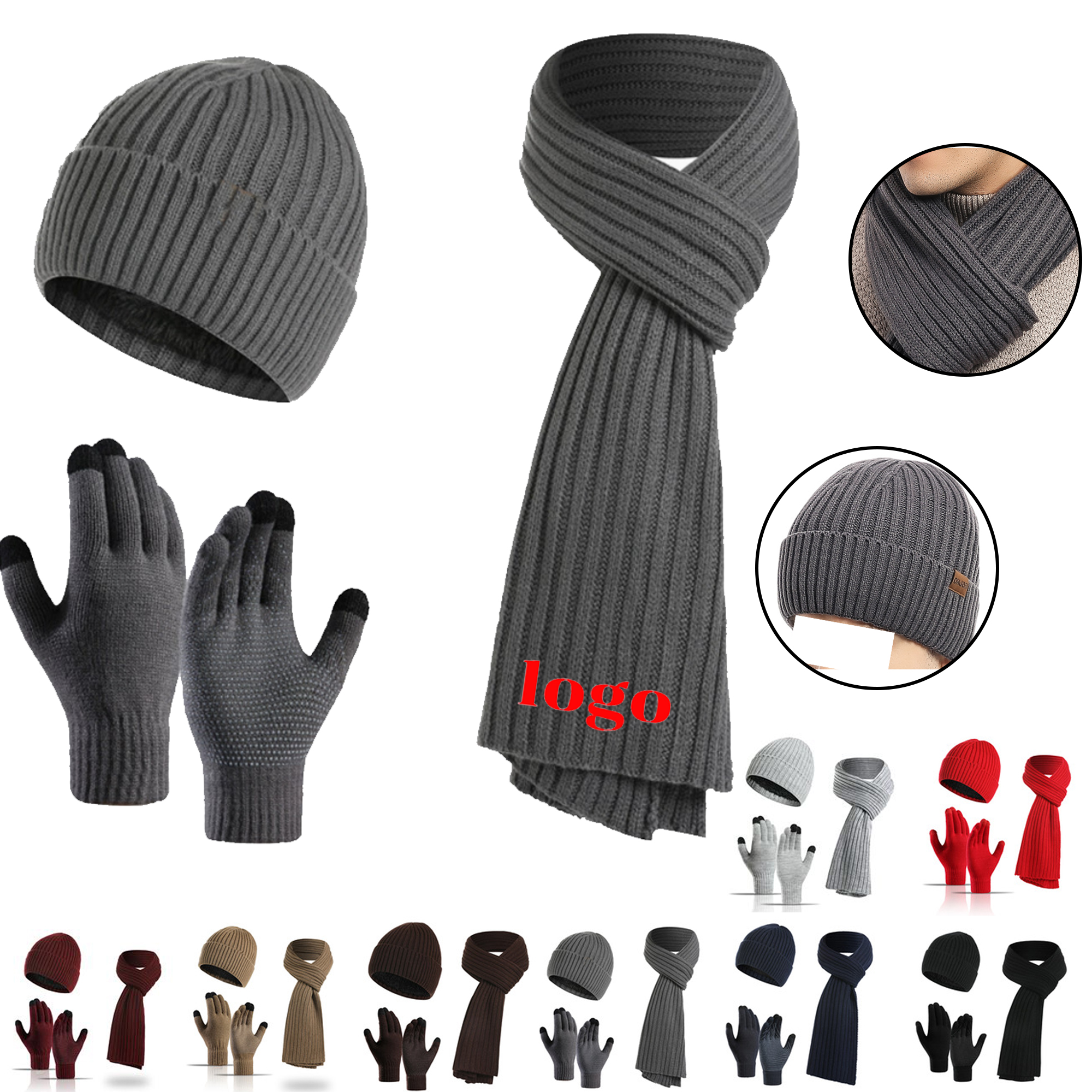 Hat, Scarf & Touch Screen Gloves Gift Set 12