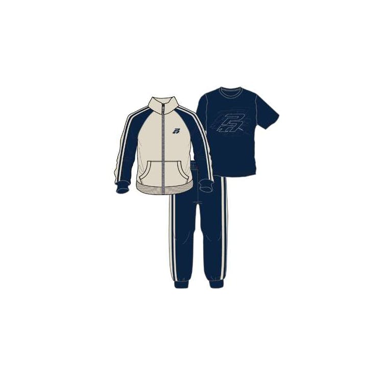 Boys' Tricot Set Blue-Beige 3pc 8-12 3