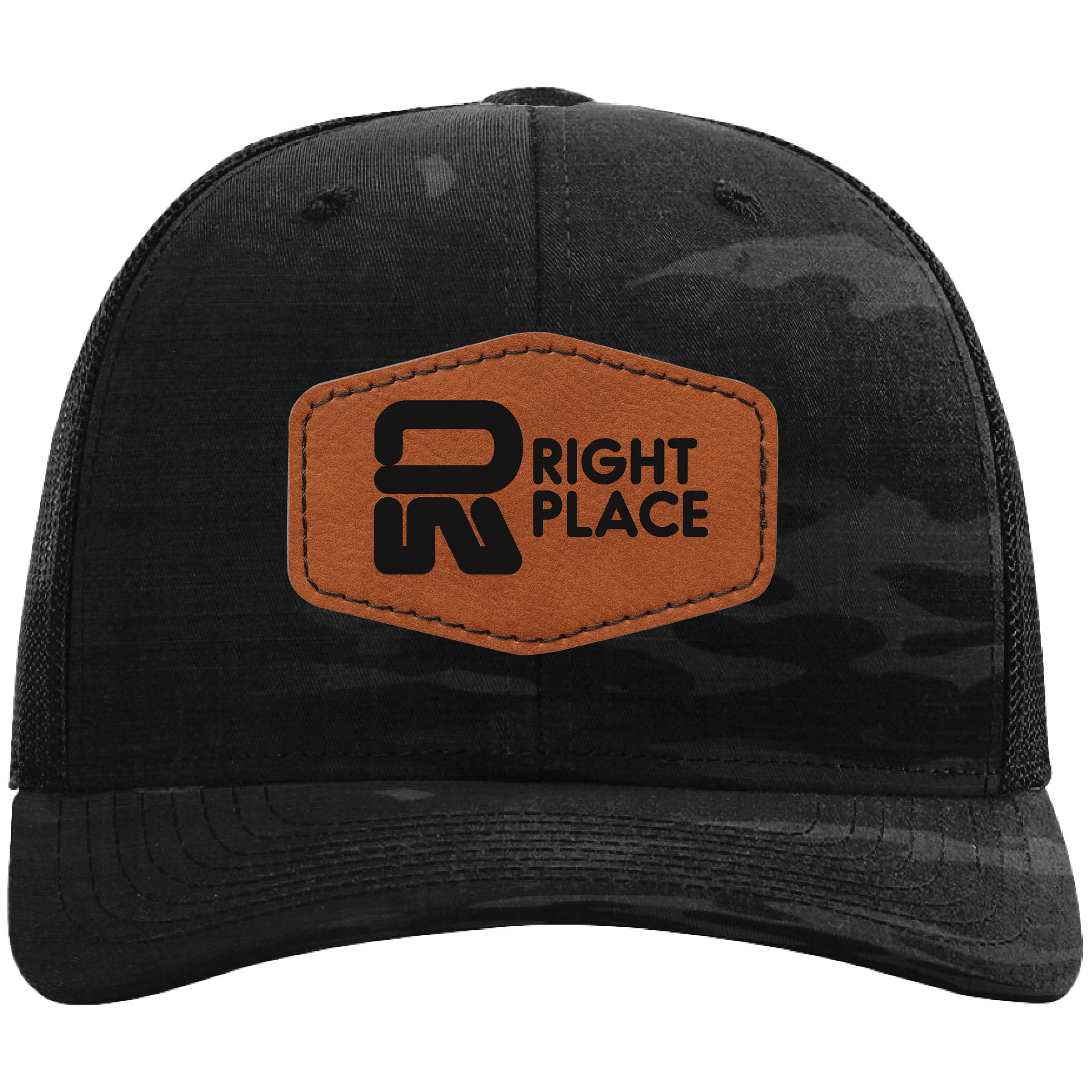 Richardson 112PT 6-Panel Printed Tactical Snapback Trucker Hat w/ Leatherette Patches or Embroidery 41