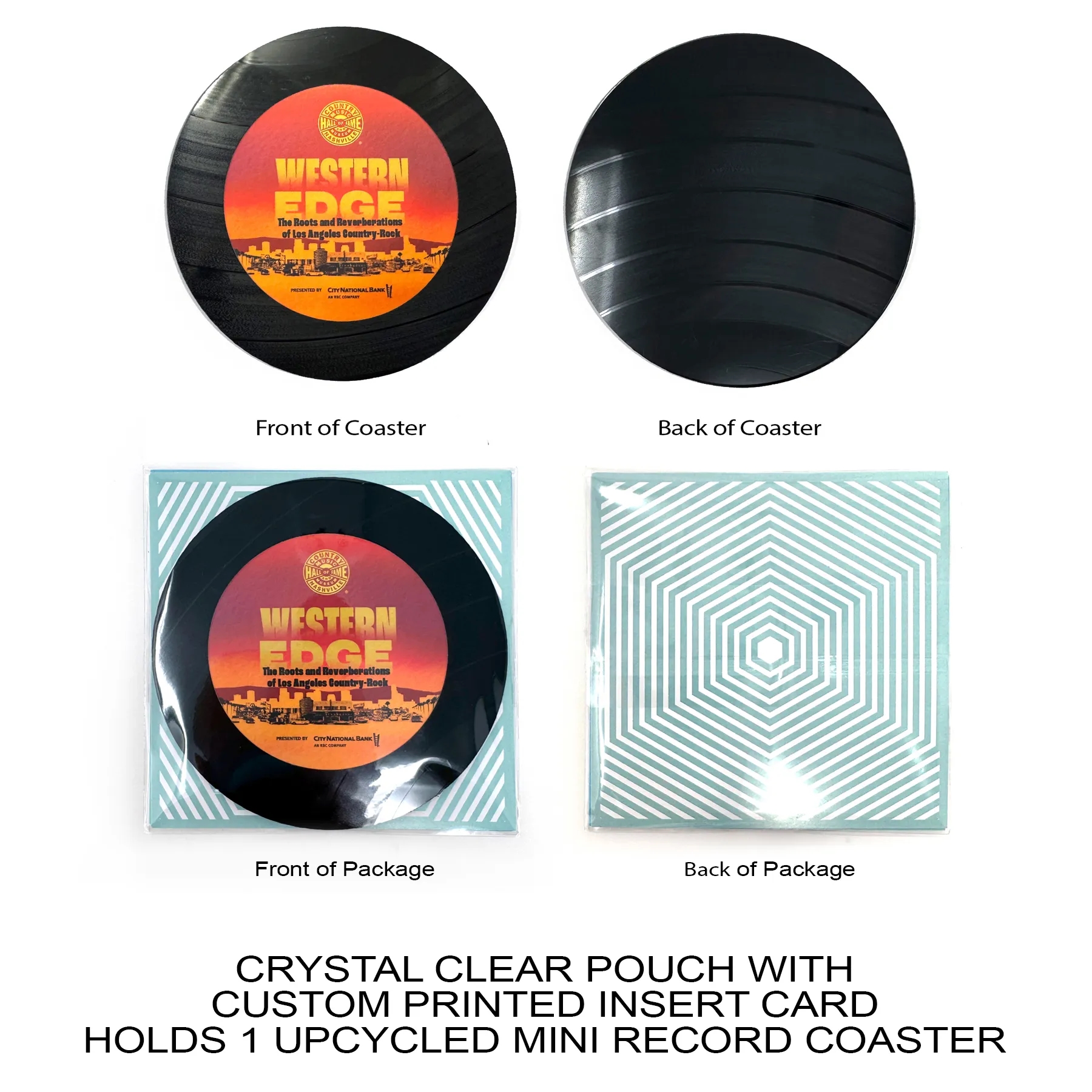 Upcycled Record Coaster (Plain Back) - Set of 1 -Cello Pouch